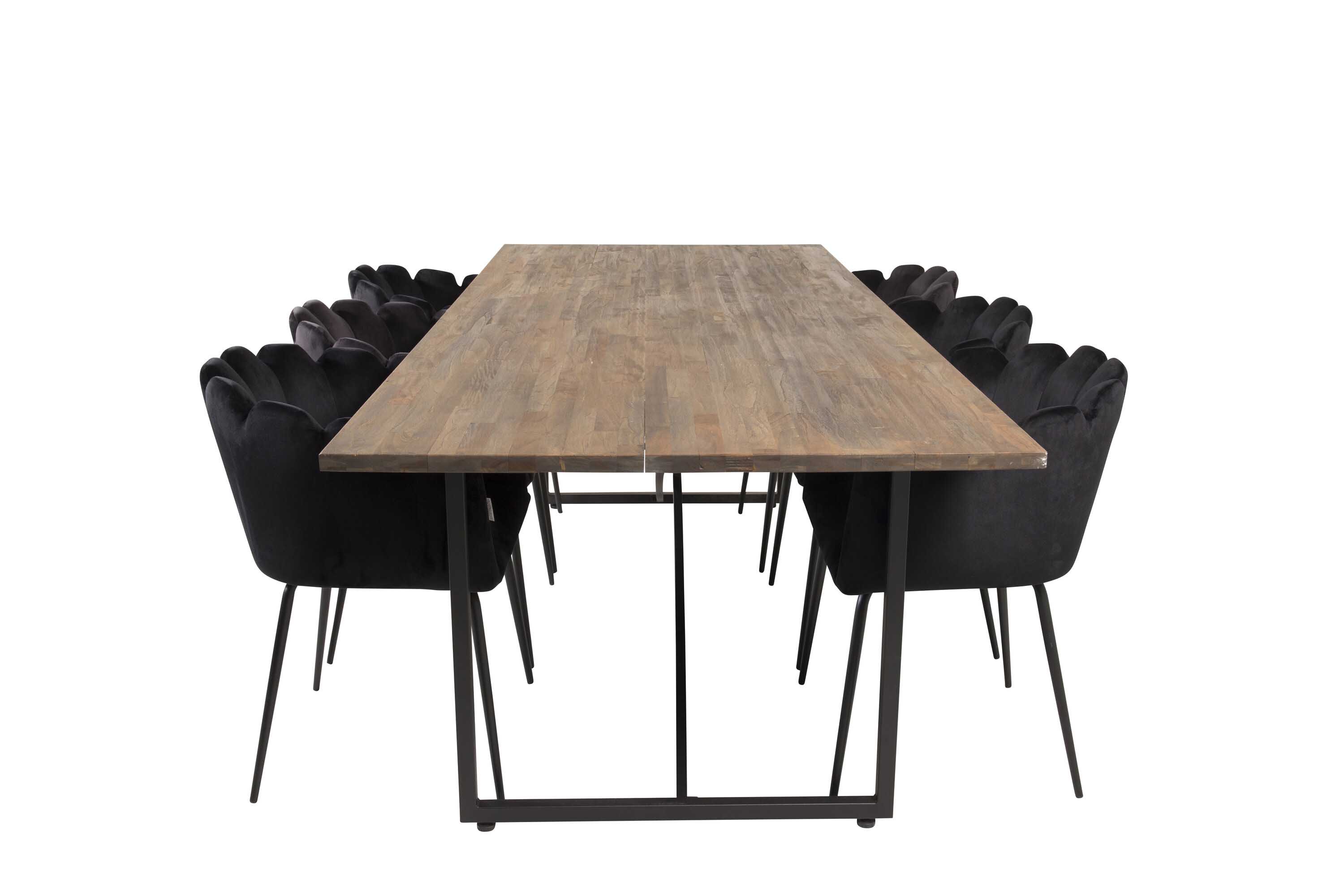 Venture Design Padang & Limhamn spisegruppe Natur/svart 6 st stoler & bord 250 x 100 cm