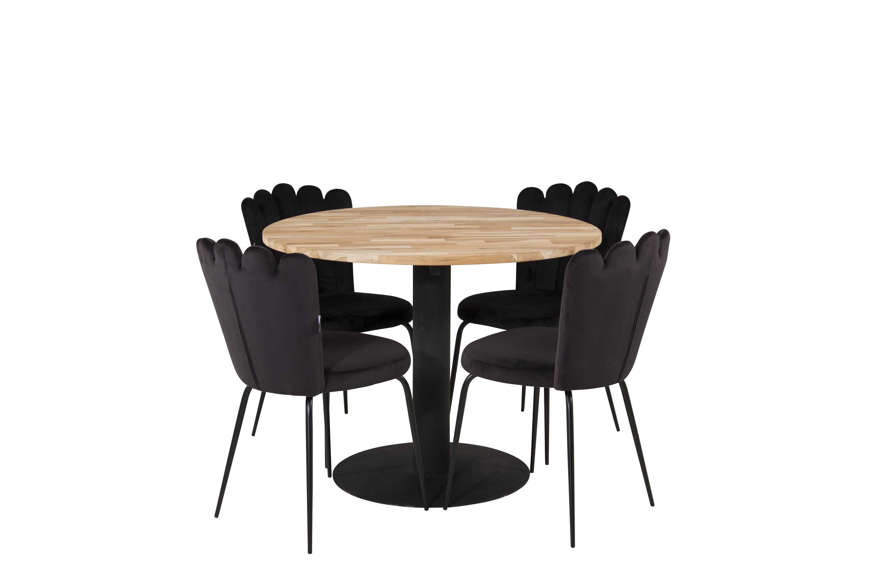 Venture Design Cirebon & Limhamn spisegruppe Natur/svart 4 st stoler & bord 100 cm