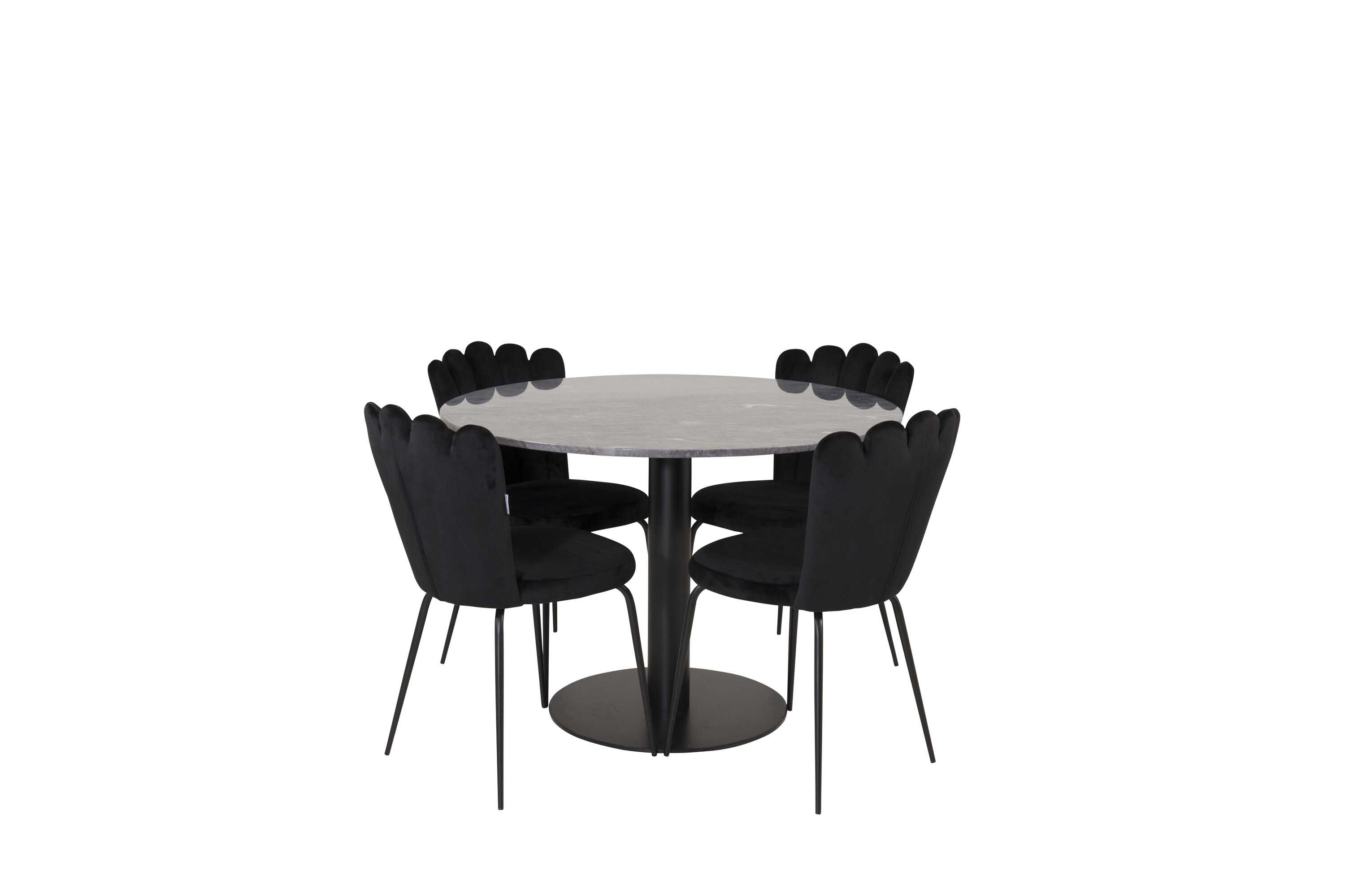 Venture Design Estelle & Limhamn spisegruppe Svart/svart 4 st stoler & bord 106 cm