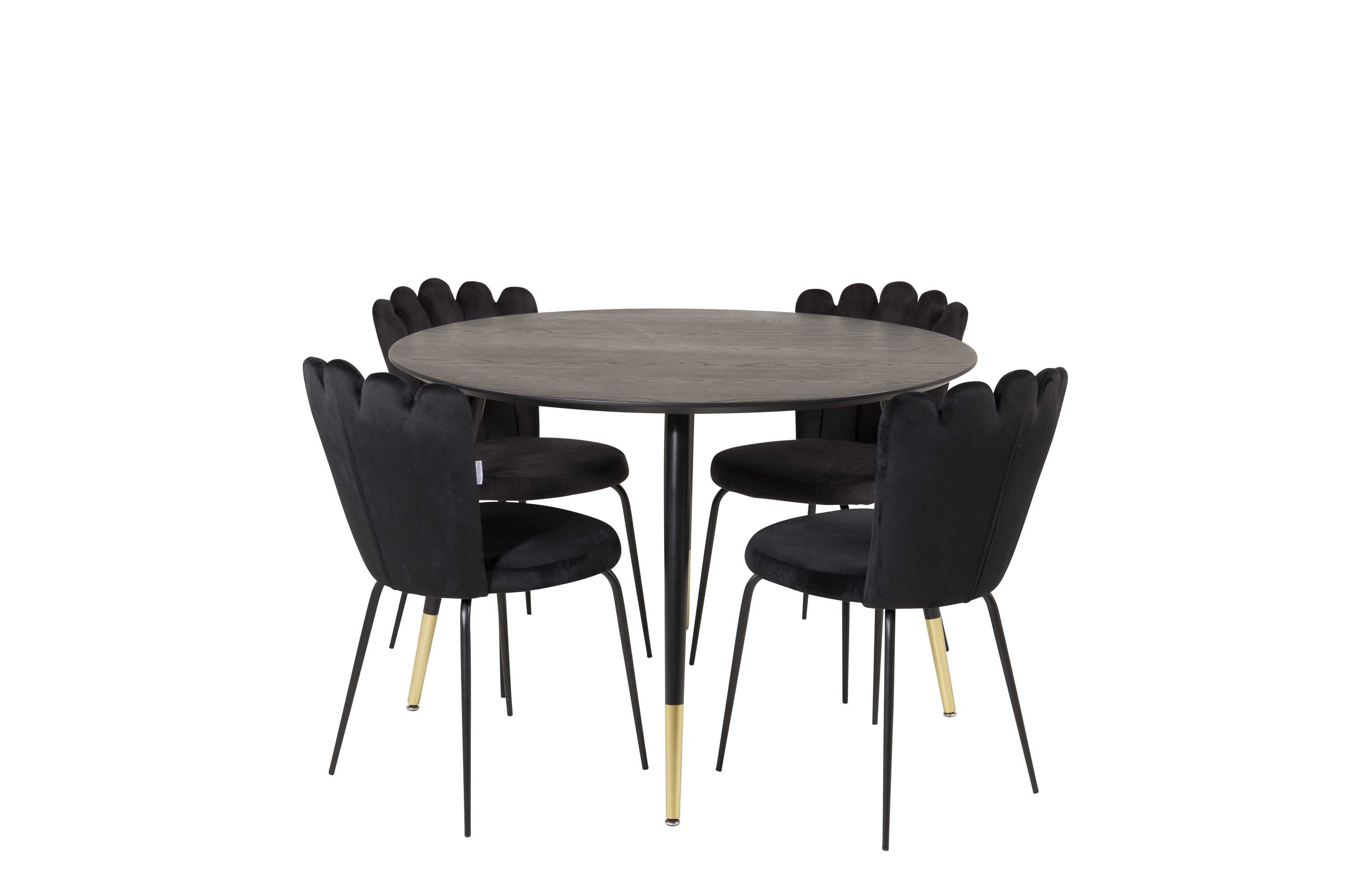 Venture Design Dipp & Limhamn spisegruppe Svart/svart 4 st stoler & bord 115 cm