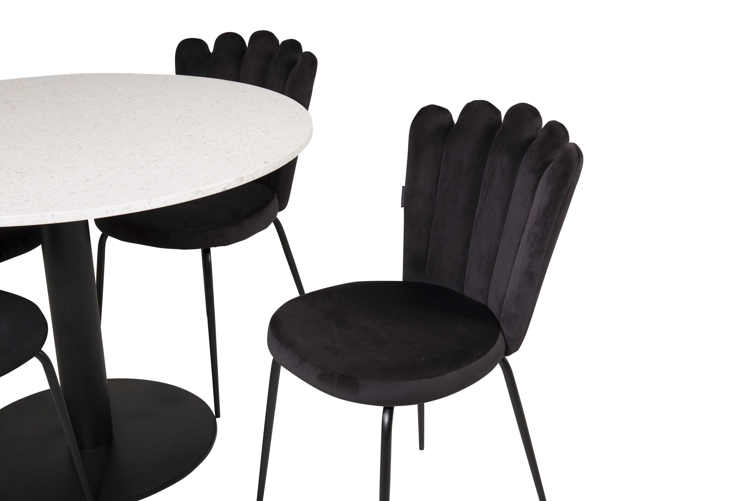 Venture Design Razzia & Limhamn spisegruppe Hvit/svart 4 st stoler & bord 106 cm