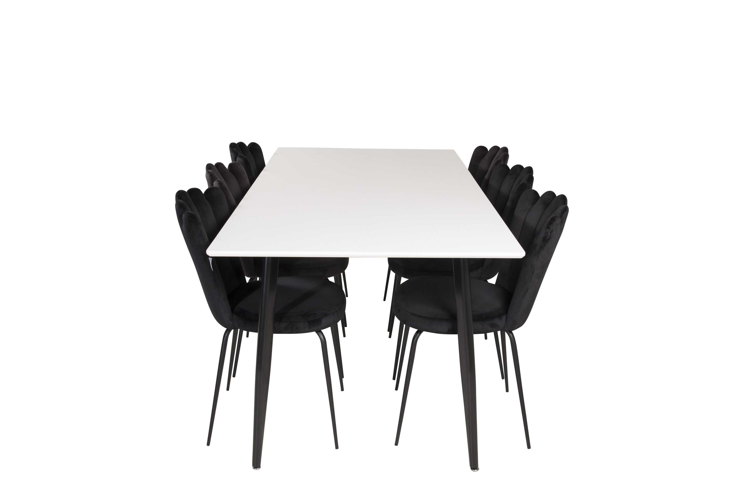 Venture Design Polar & Limhamn spisegruppe Hvit/svart 6 st stoler & bord 180 x 90 cm