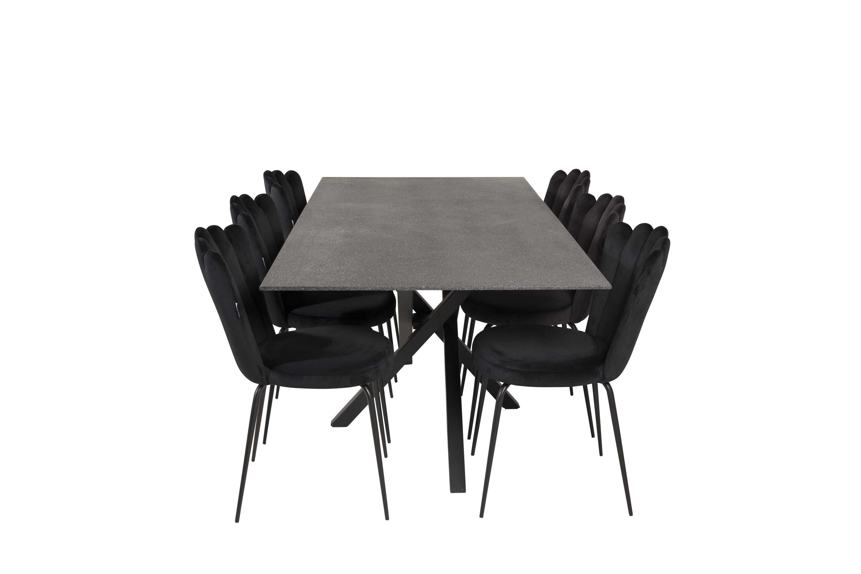 Venture Design Piazza & Limhamn spisegruppe Grå/svart 6 st stoler & bord 180 x 90 cm