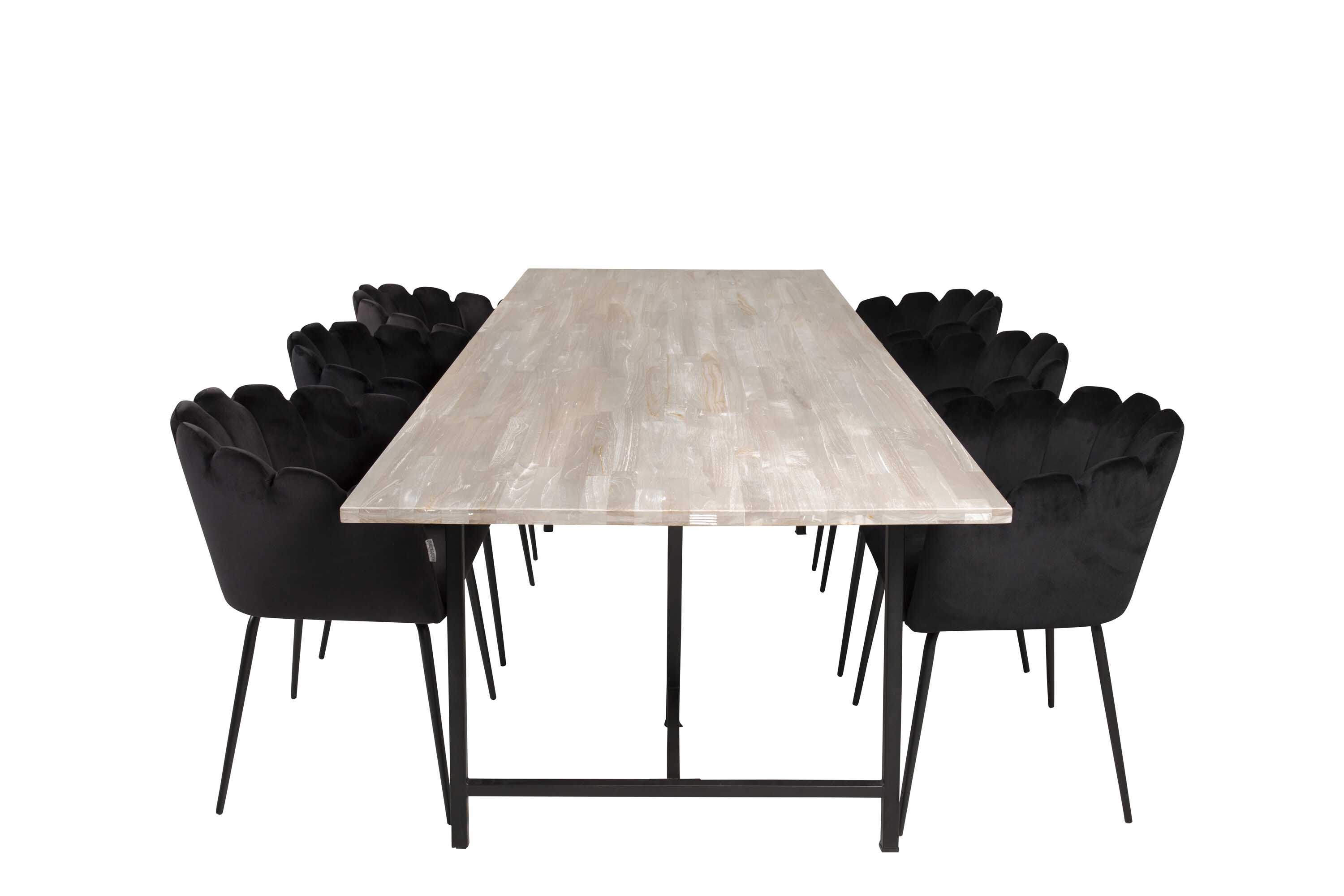 Venture Design Jepara & Limhamn spisegruppe Grå/svart 6 st stoler & bord 250 x 100 cm