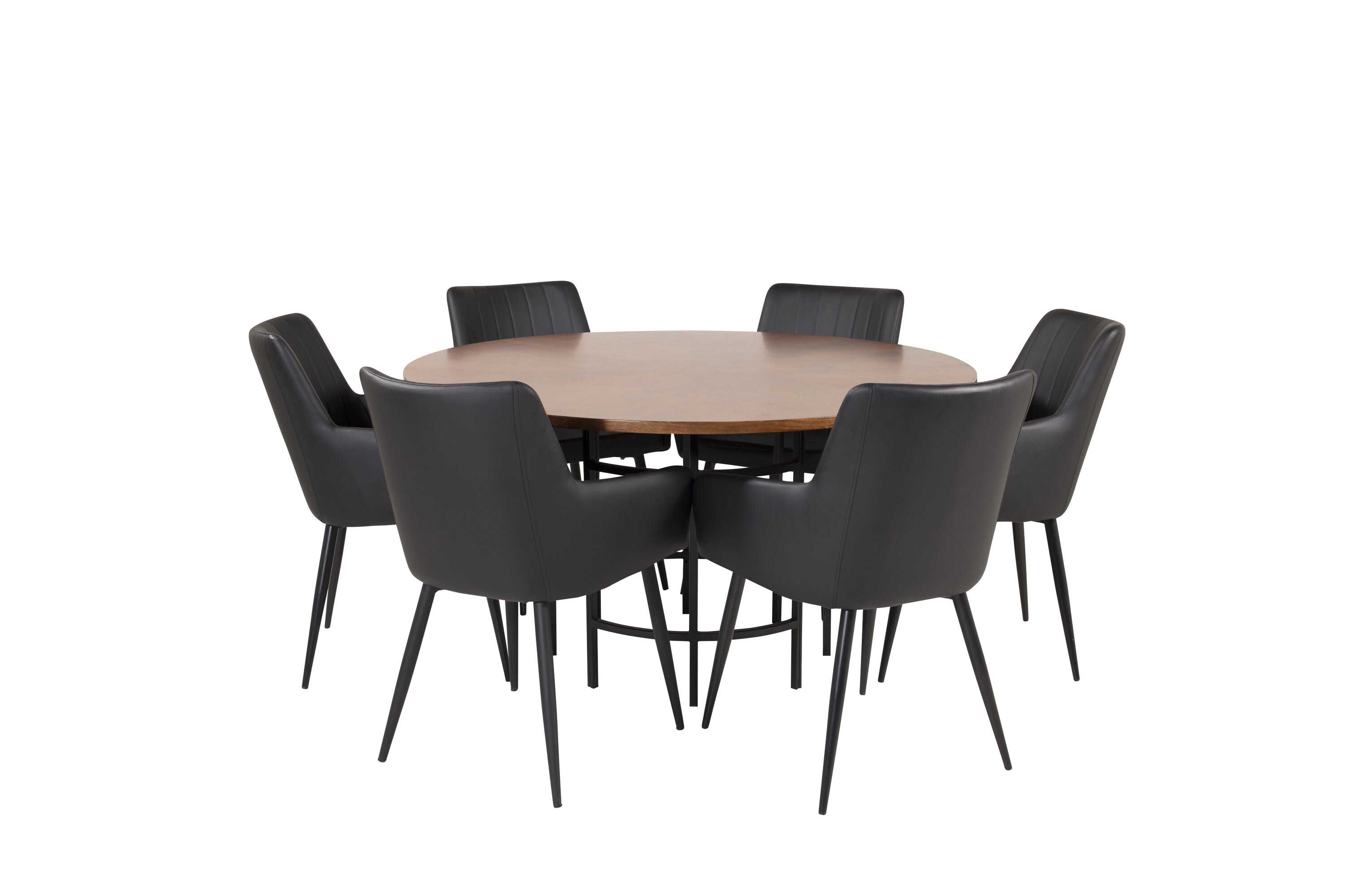 Venture Design Copenhagen & Comfort spisegruppe Brun/svart 6 st stoler & bord 140 cm