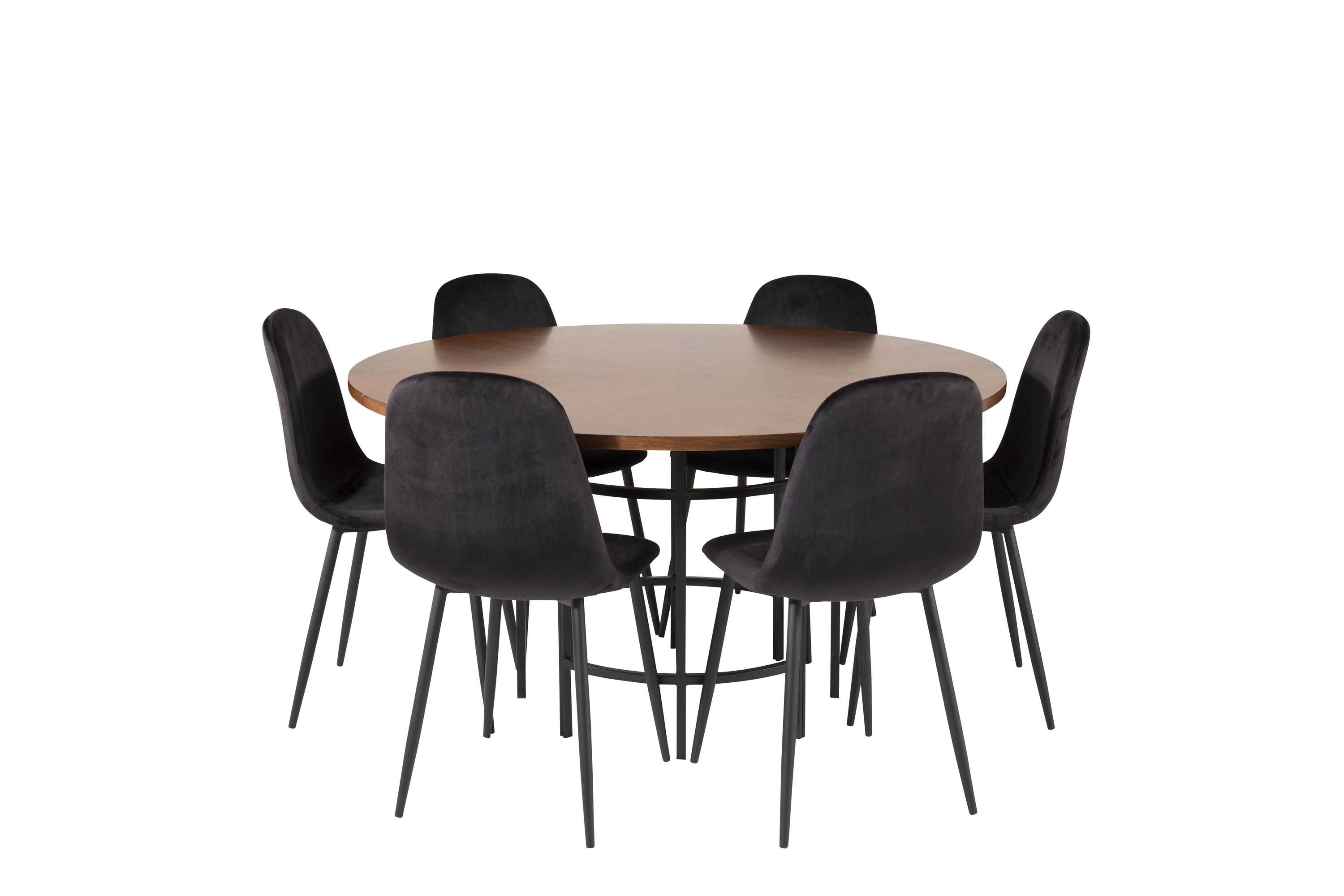 Venture Design Copenhagen & Polar spisegruppe Brun/svart 6 st stoler & bord 140 cm