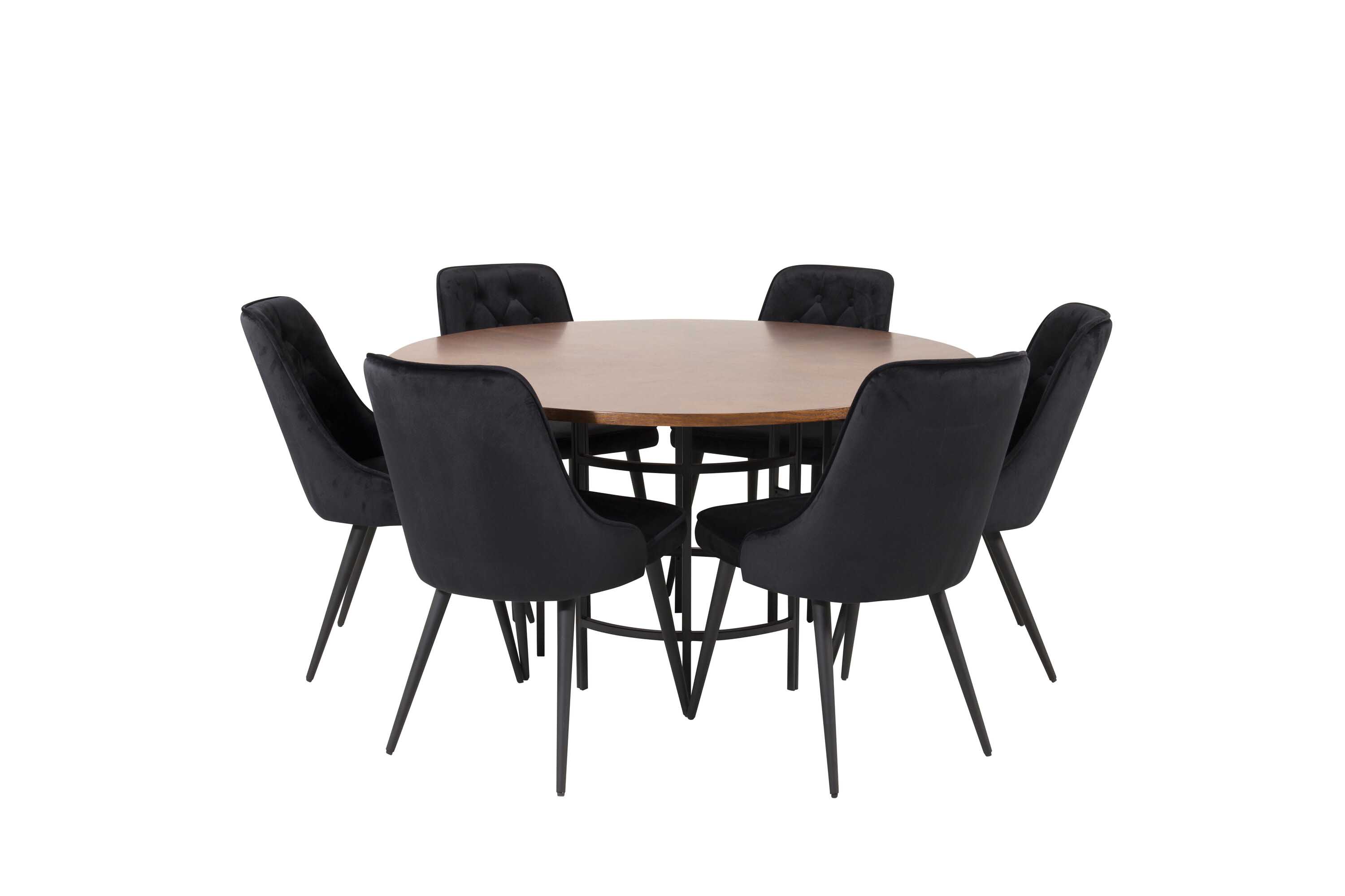 Venture Design Copenhagen & Velvet spisegruppe Brun/svart 6 st stoler & bord 140 cm