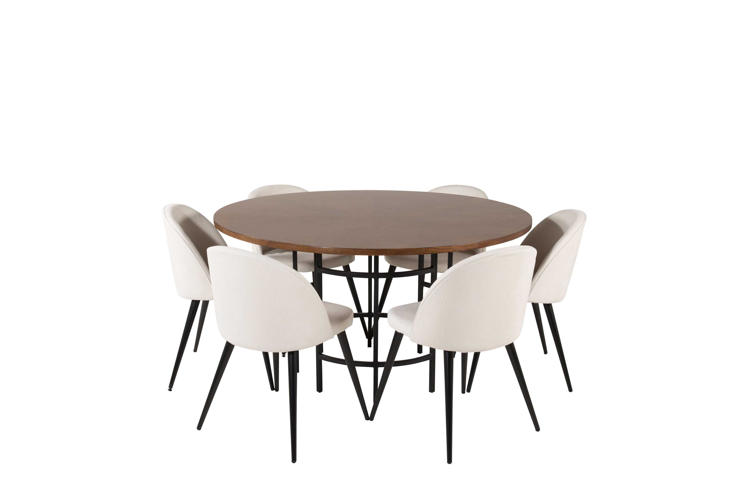 Venture Design Copenhagen & Velvet spisegruppe Brun/beige 6 st stoler & bord 140 cm