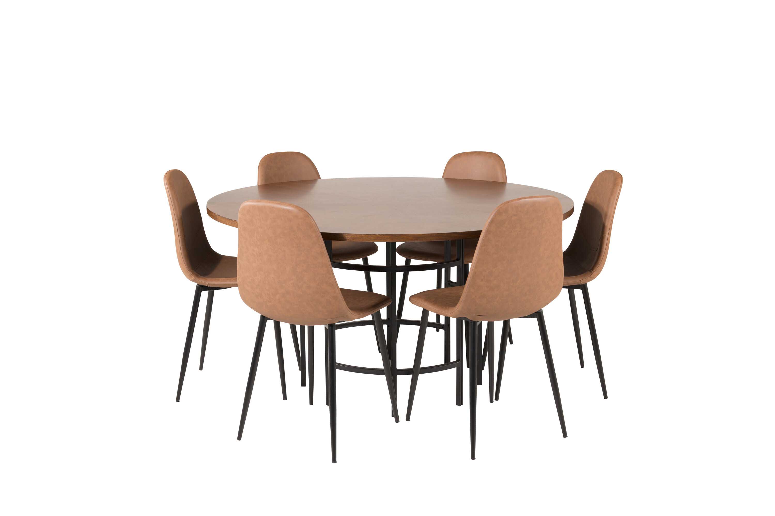 Venture Design Copenhagen & Polar spisegruppe Brun/brun 6 st stoler & bord 140 cm