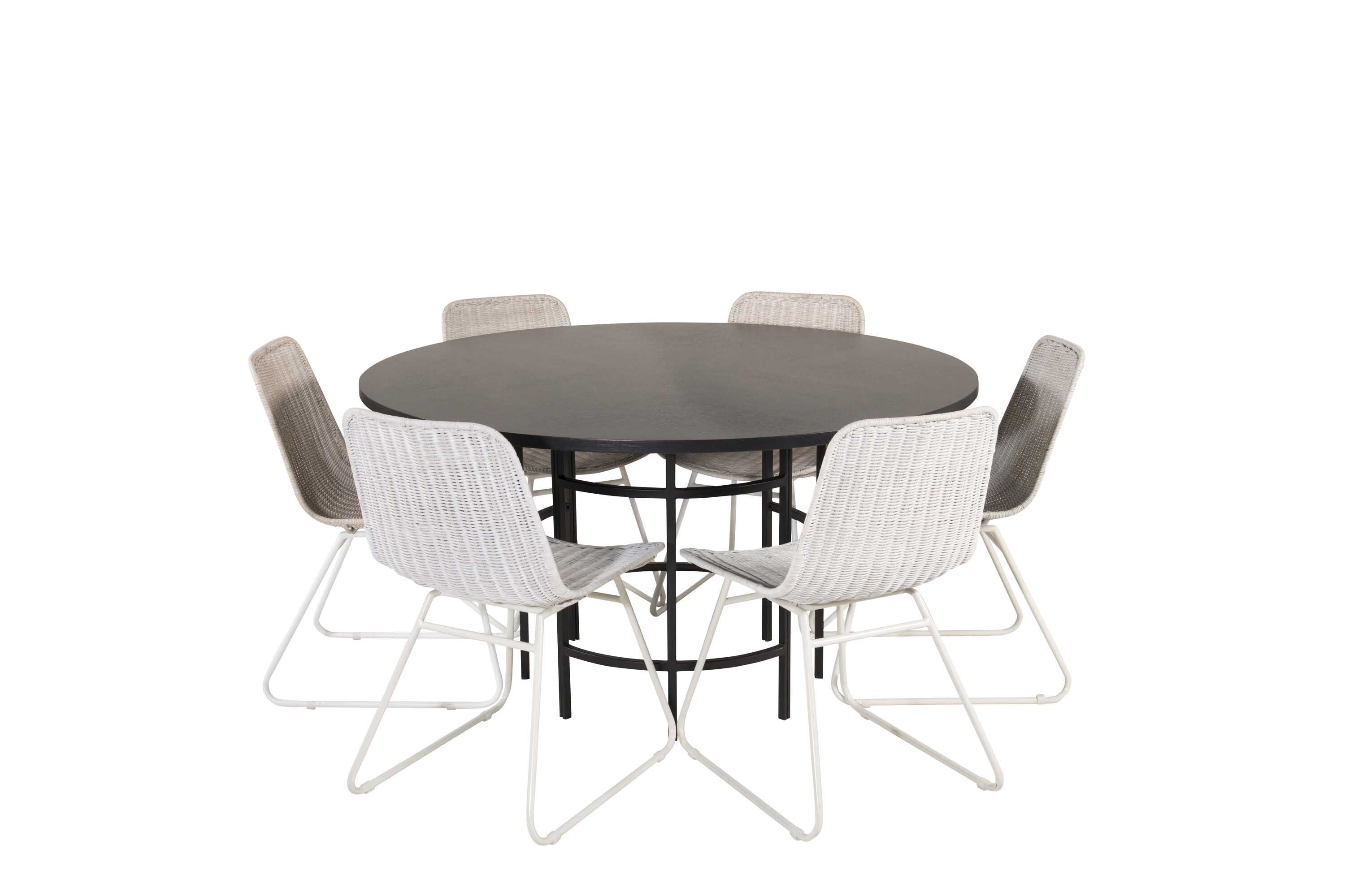 Venture Design Copenhagen & Cirebon spisegruppe Svart/hvit 6 st stoler & bord 140 cm
