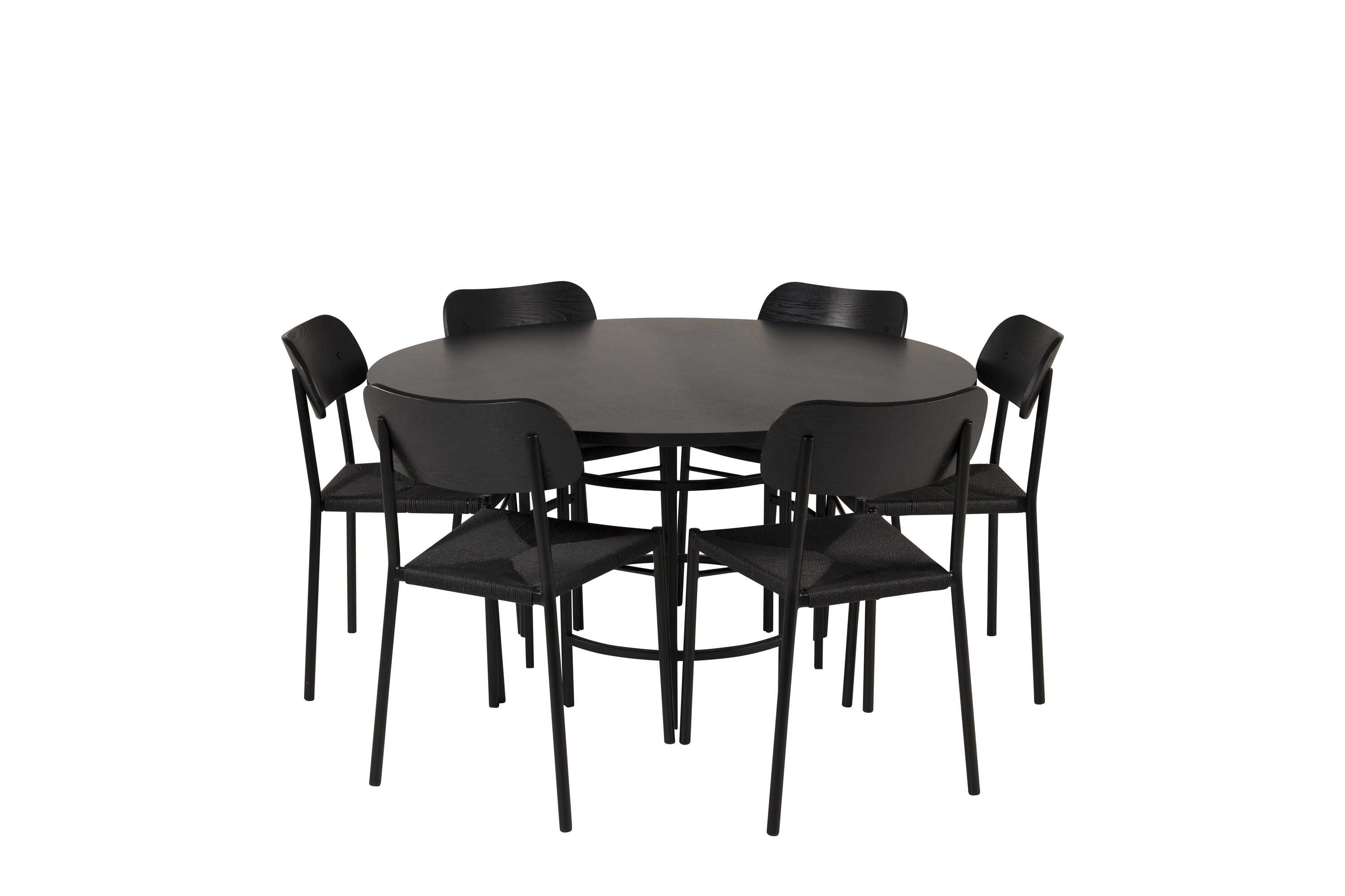 Venture Design Copenhagen & Polly spisegruppe Svart/svart 6 st stoler & bord 140 cm