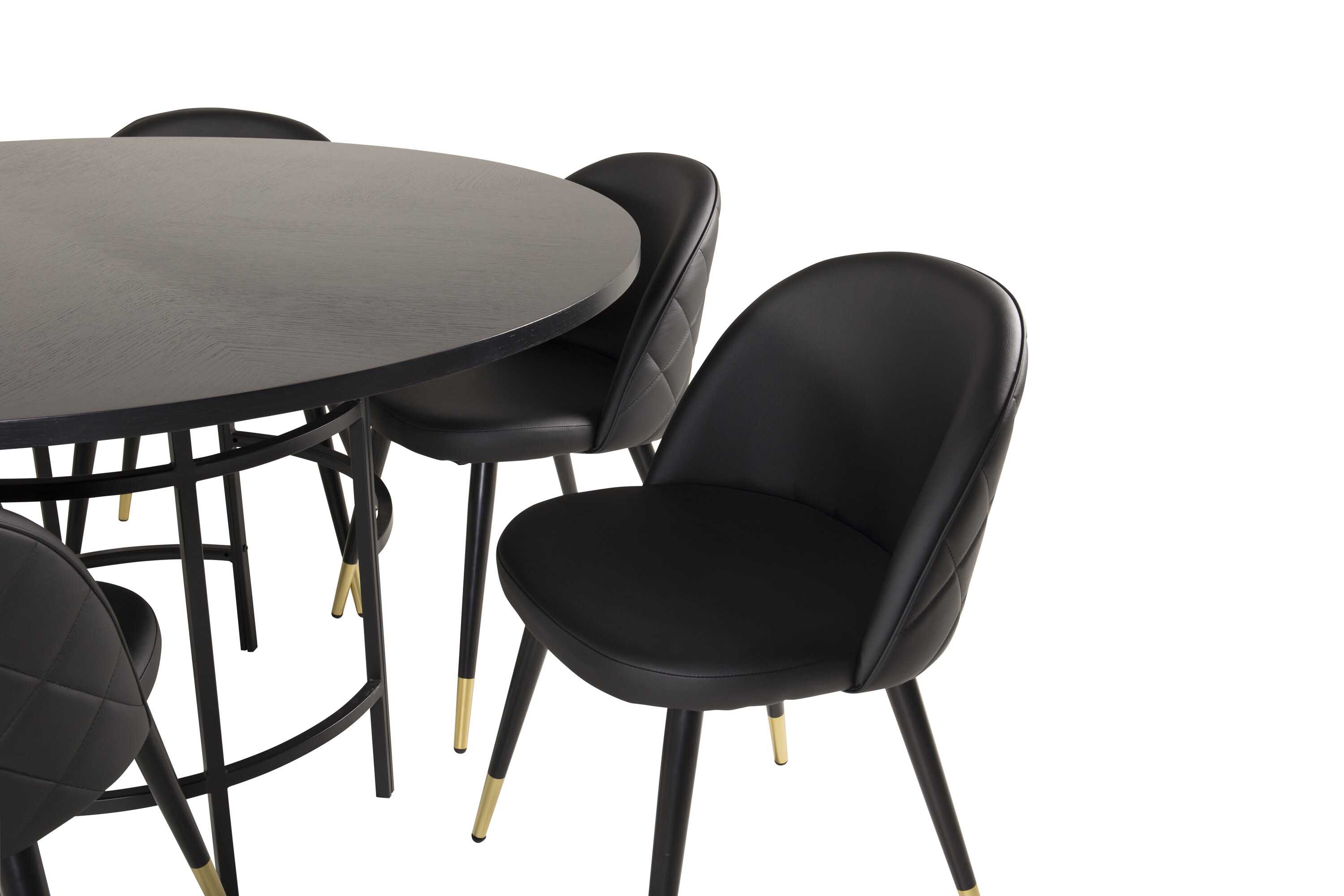 Venture Design Copenhagen & Velvet spisegruppe Svart/svart 6 st stoler & bord 140 cm