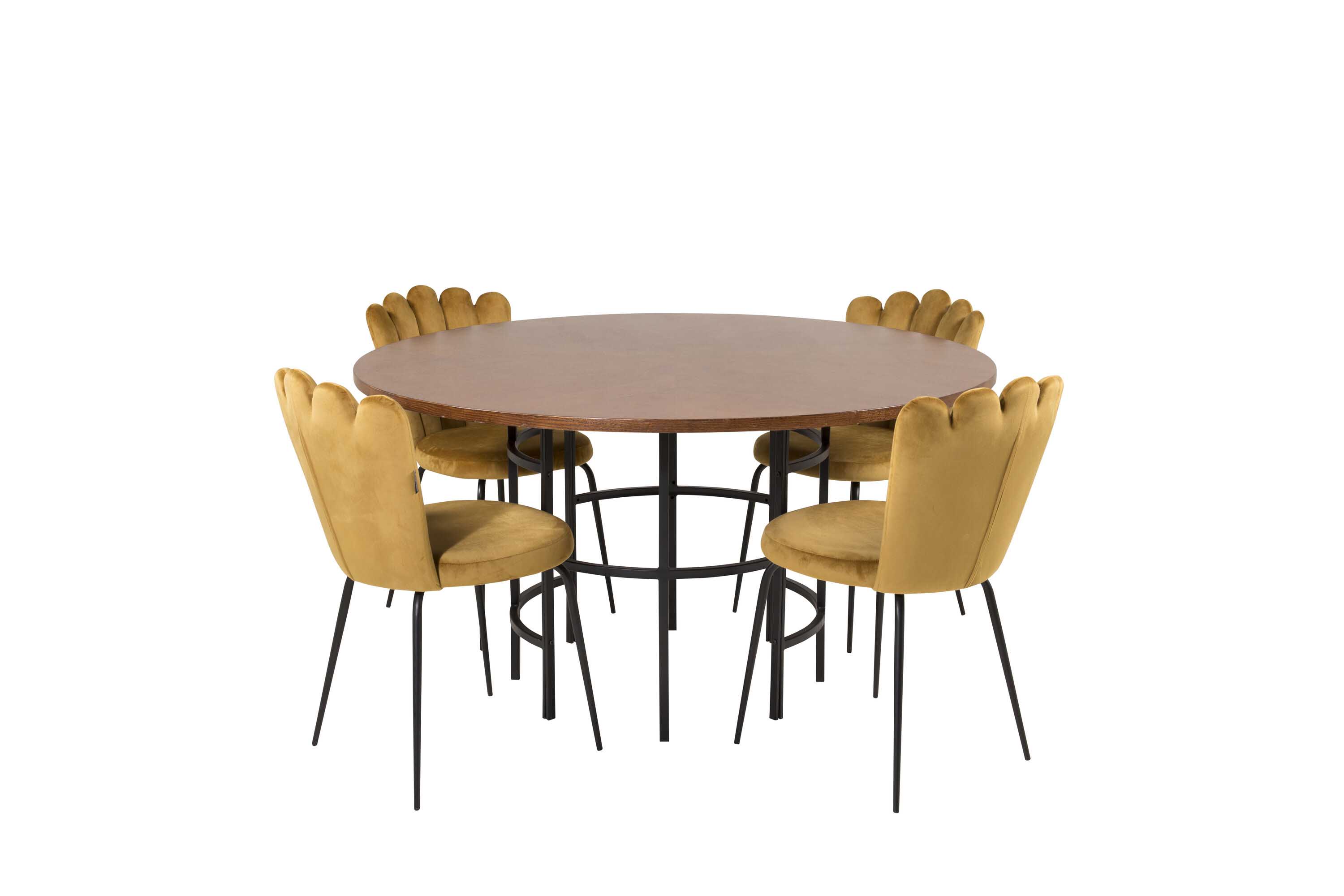 Venture Design Copenhagen & Limhamn spisegruppe Brun/gul 4 st stoler & bord 140 cm