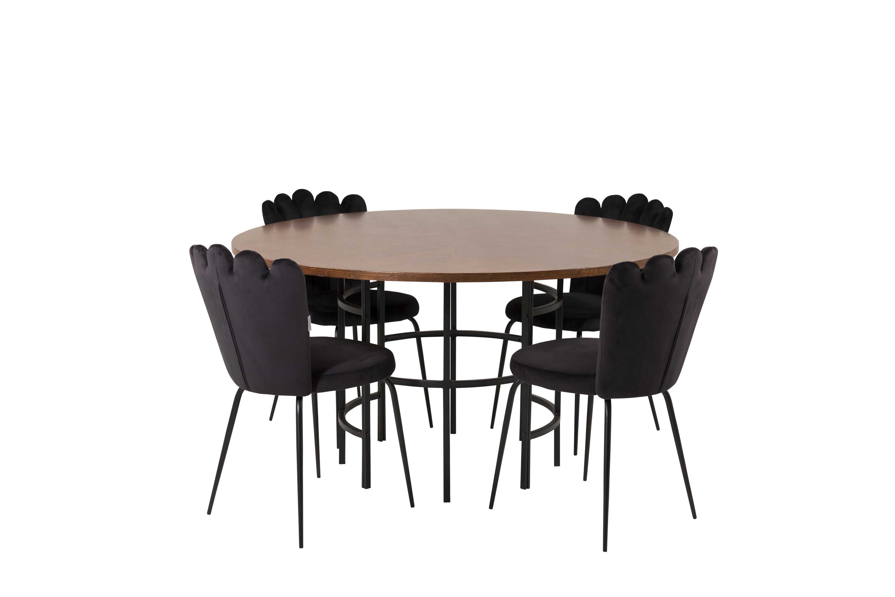 Venture Design Copenhagen & Limhamn spisegruppe Brun/svart 4 st stoler & bord 140 cm