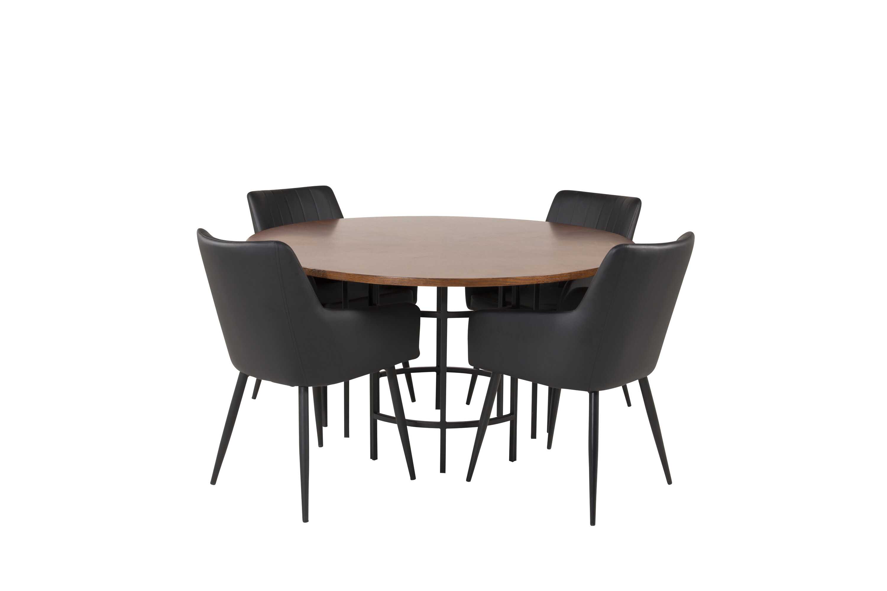 Venture Design Copenhagen & Comfort spisegruppe Brun/svart 4 st stoler & bord 140 cm