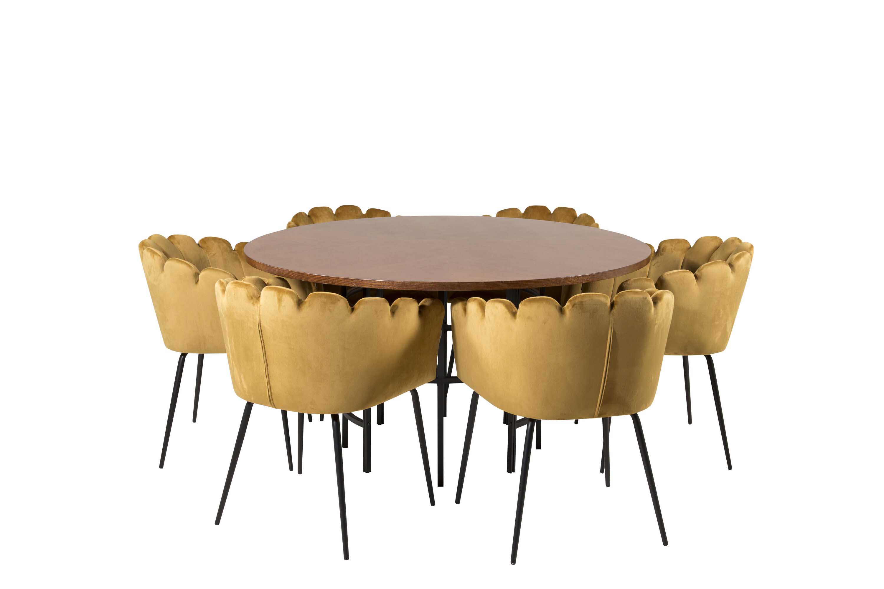 Venture Design Copenhagen & Limhamn spisegruppe Brun/gul 6 st stoler & bord 140 cm