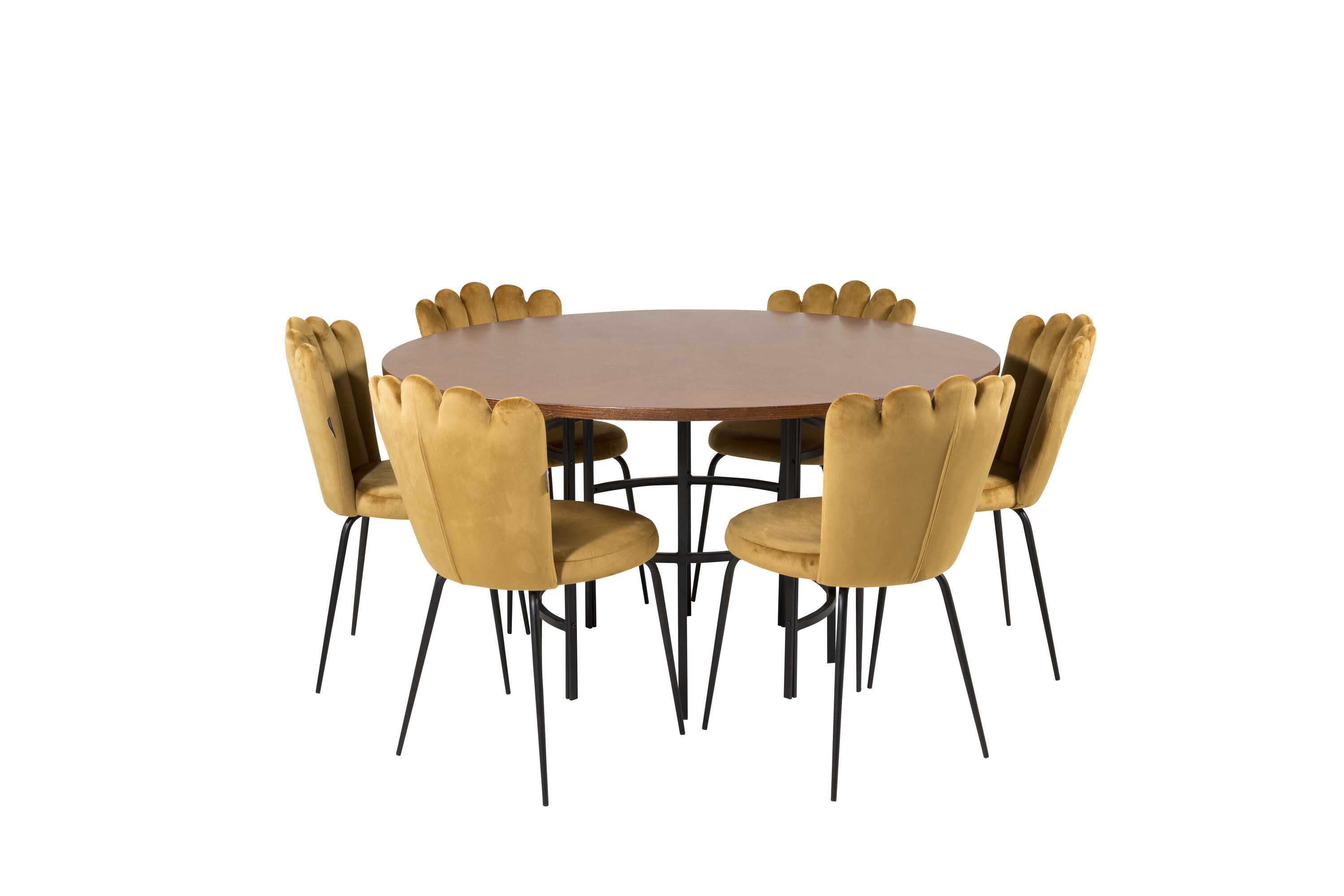 Venture Design Copenhagen & Limhamn spisegruppe Brun/gul 6 st stoler & bord 140 cm