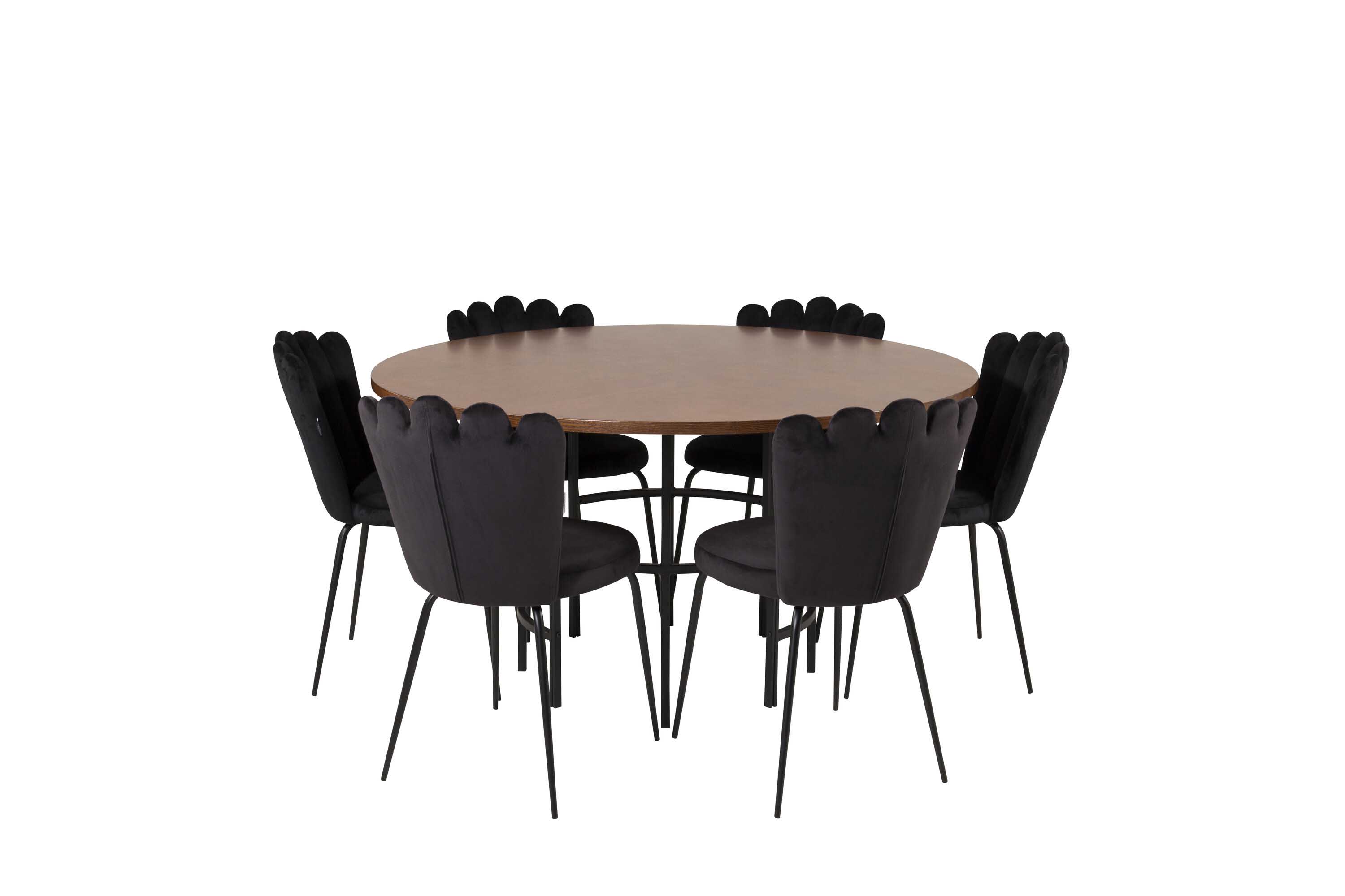 Venture Design Copenhagen & Limhamn spisegruppe Brun/svart 6 st stoler & bord 140 cm