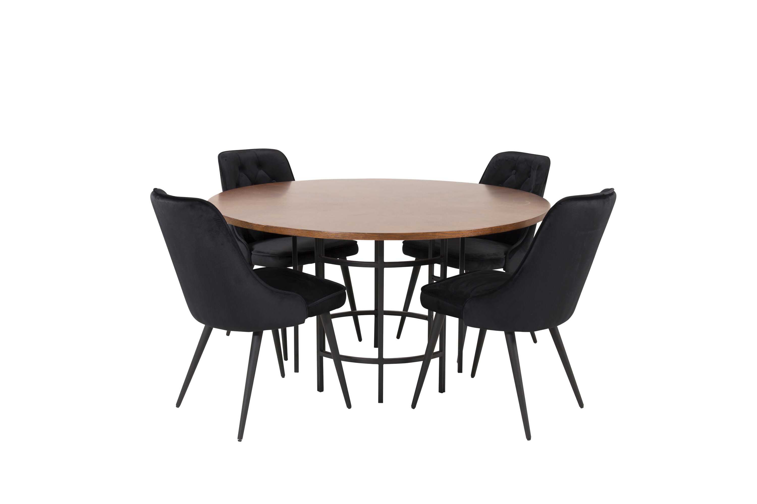 Venture Design Copenhagen & Velvet spisegruppe Brun/svart 4 st stoler & bord 140 cm