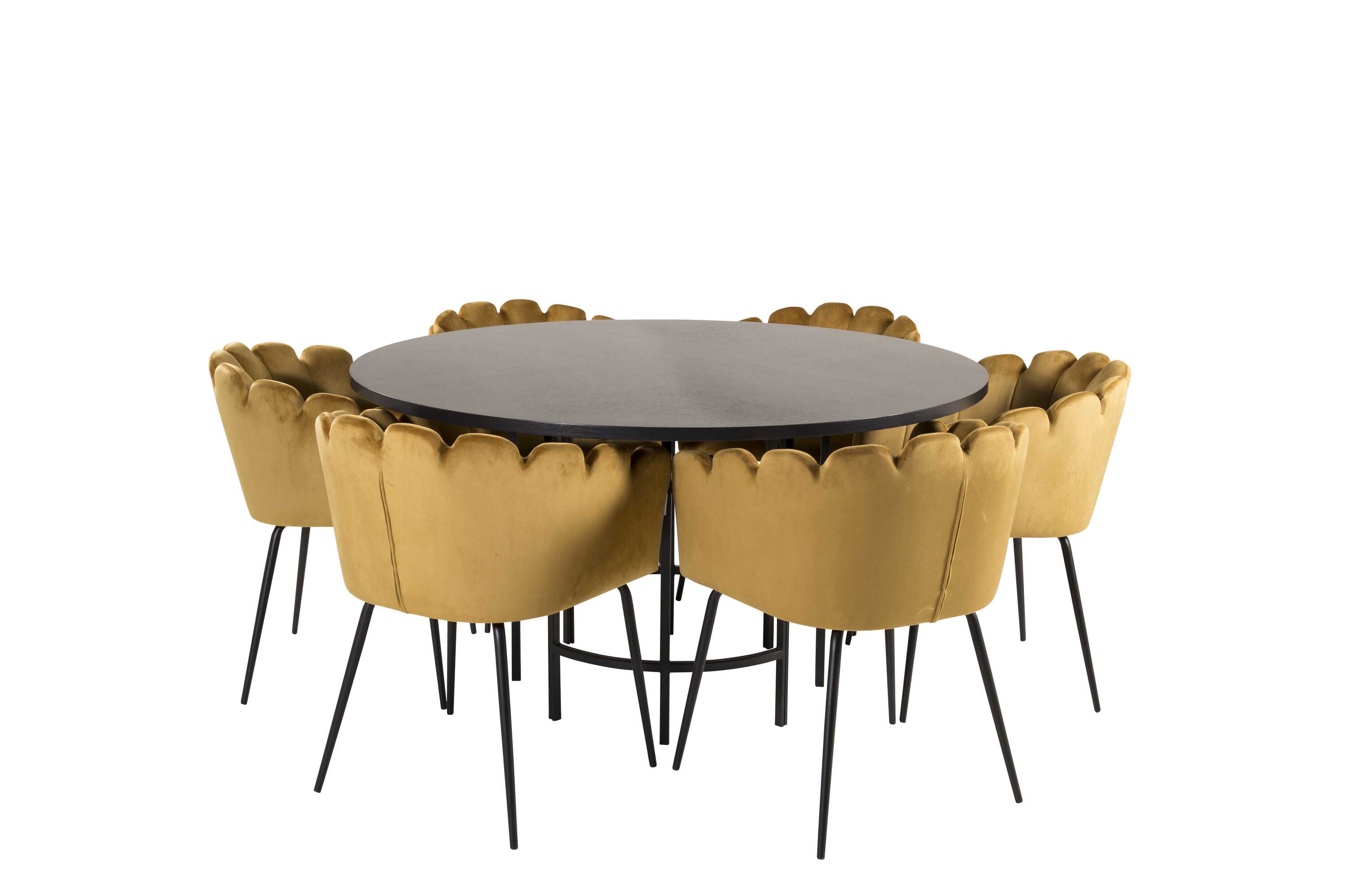 Venture Design Copenhagen & Limhamn spisegruppe Svart/gul 6 st stoler & bord 140 cm