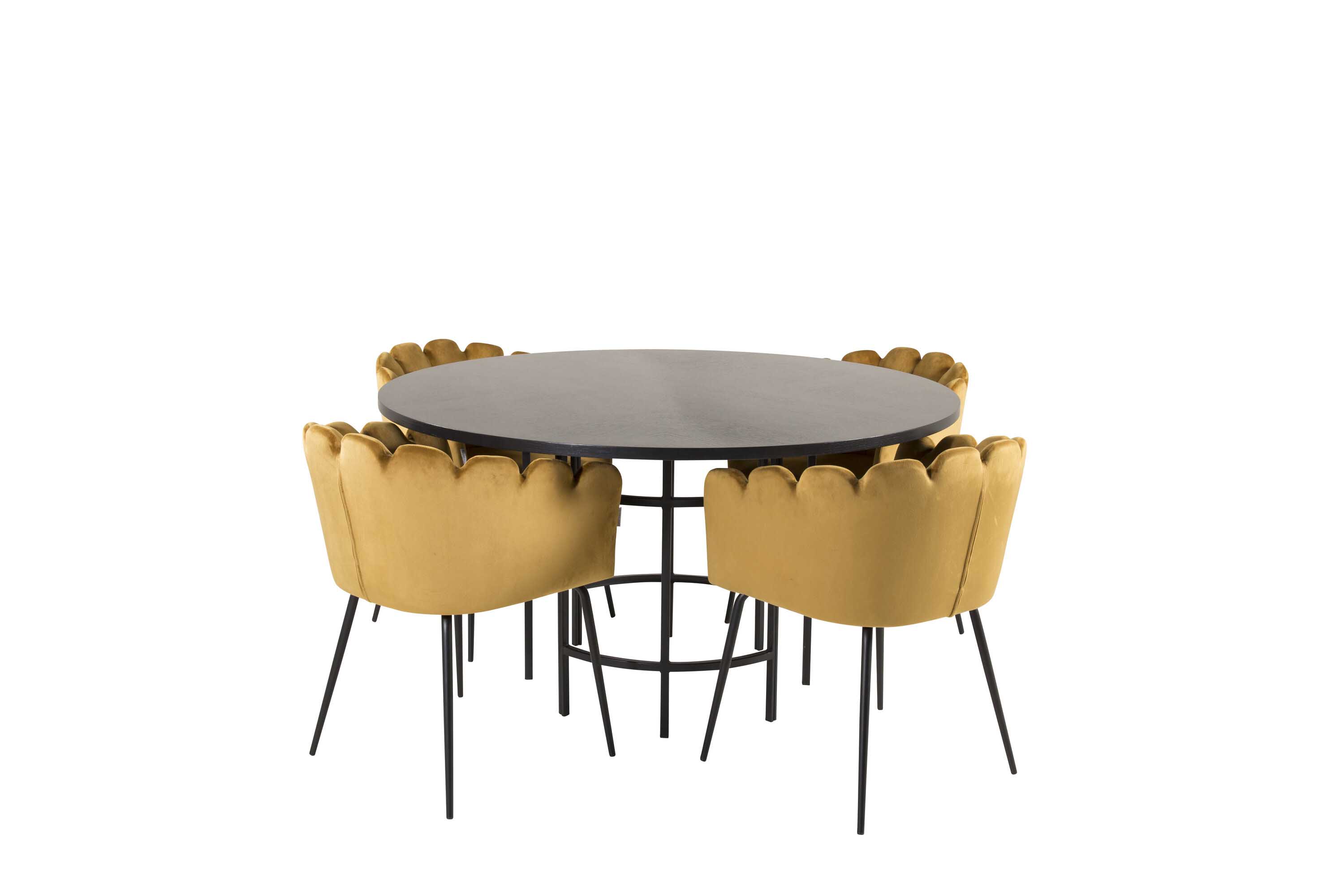 Venture Design Copenhagen & Limhamn spisegruppe Svart/gul 4 st stoler & bord 140 cm