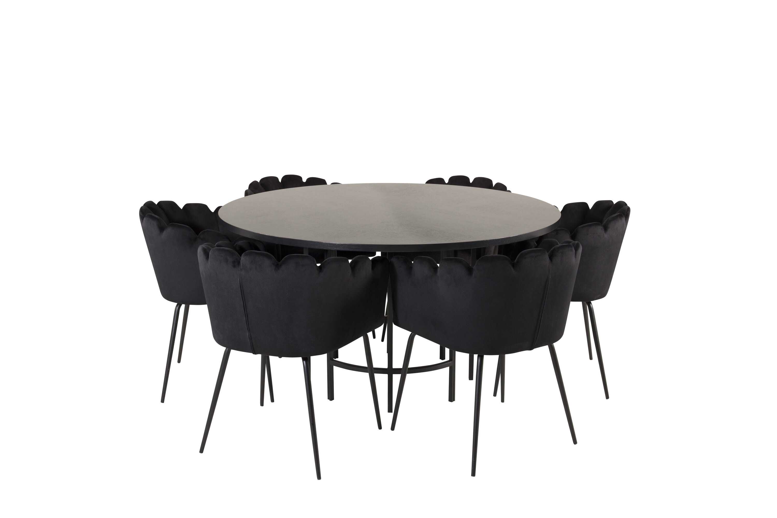 Venture Design Copenhagen & Limhamn spisegruppe Svart/svart 6 st stoler & bord 140 cm