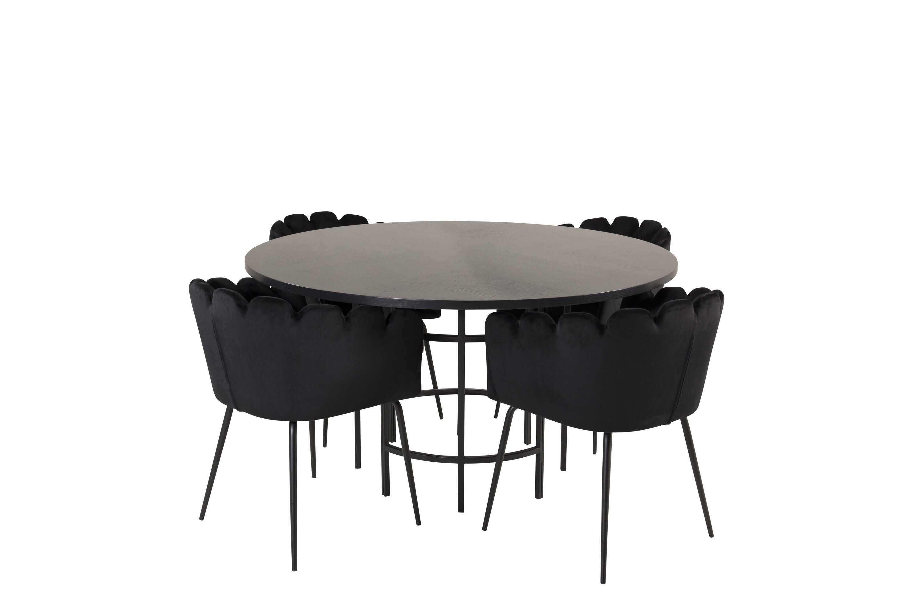 Venture Design Copenhagen & Limhamn spisegruppe Svart/svart 4 st stoler & bord 140 cm