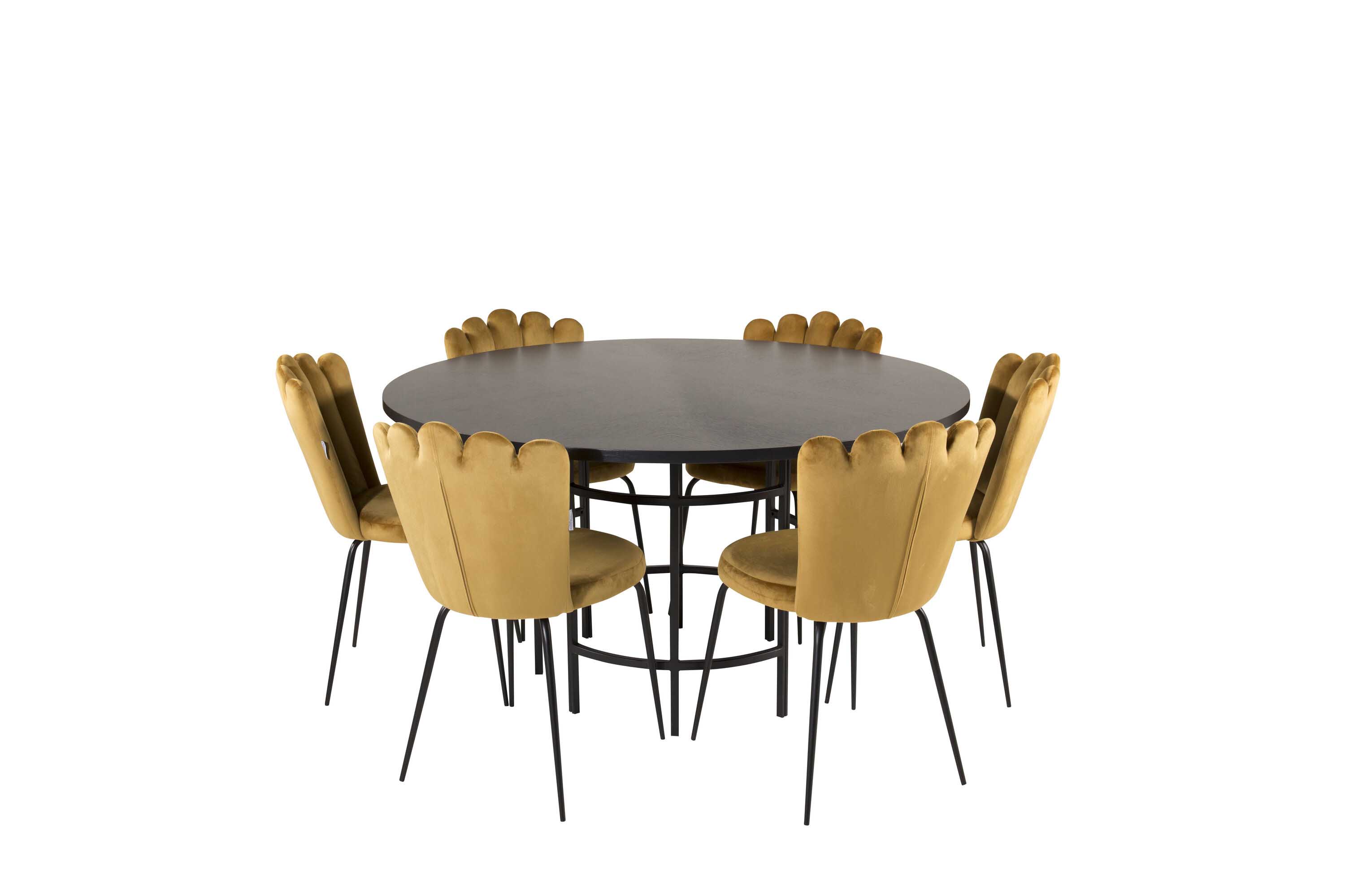 Venture Design Copenhagen & Limhamn spisegruppe Svart/gul 6 st stoler & bord 140 cm