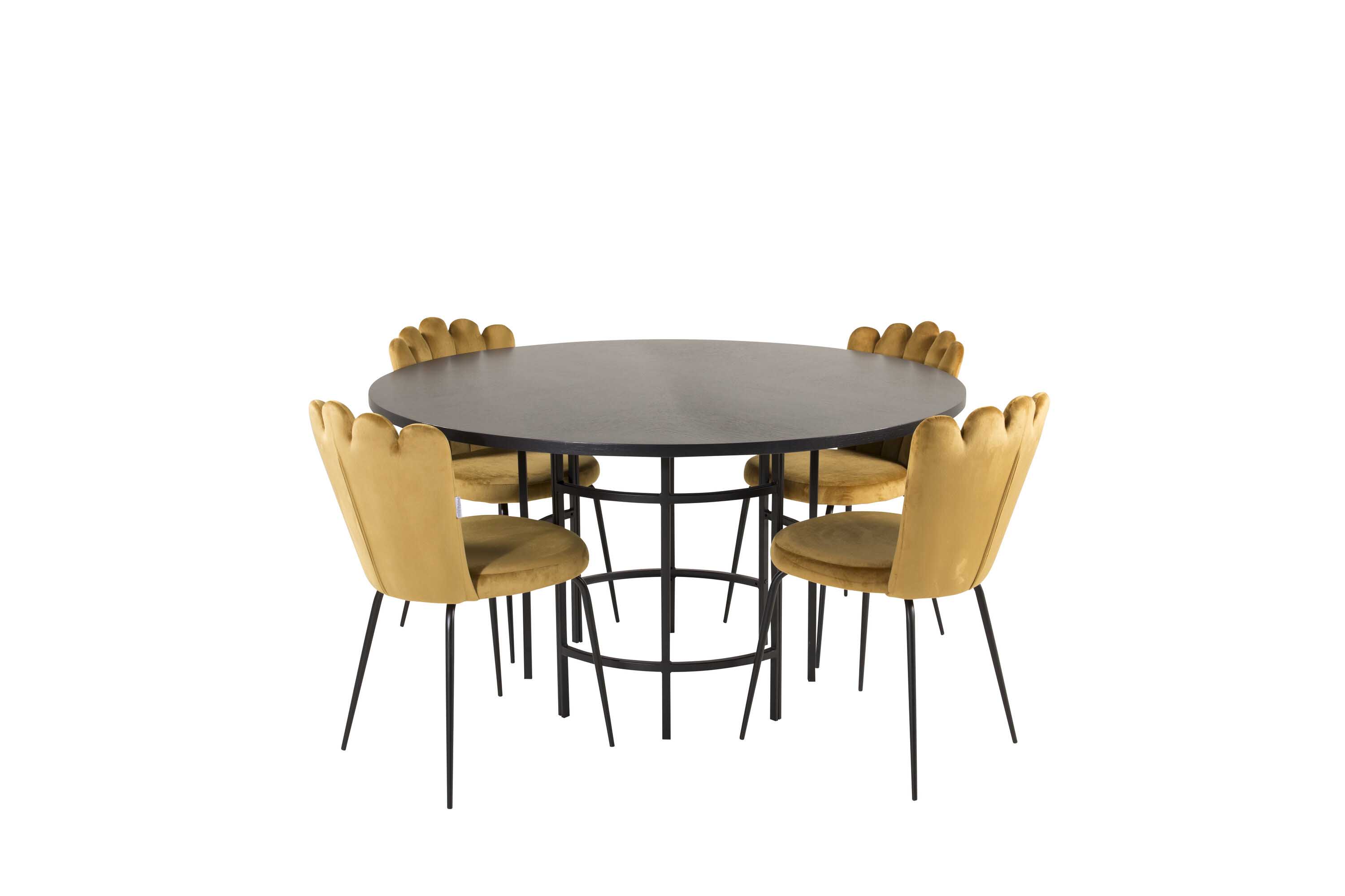 Venture Design Copenhagen & Limhamn spisegruppe Svart/gul 4 st stoler & bord 140 cm