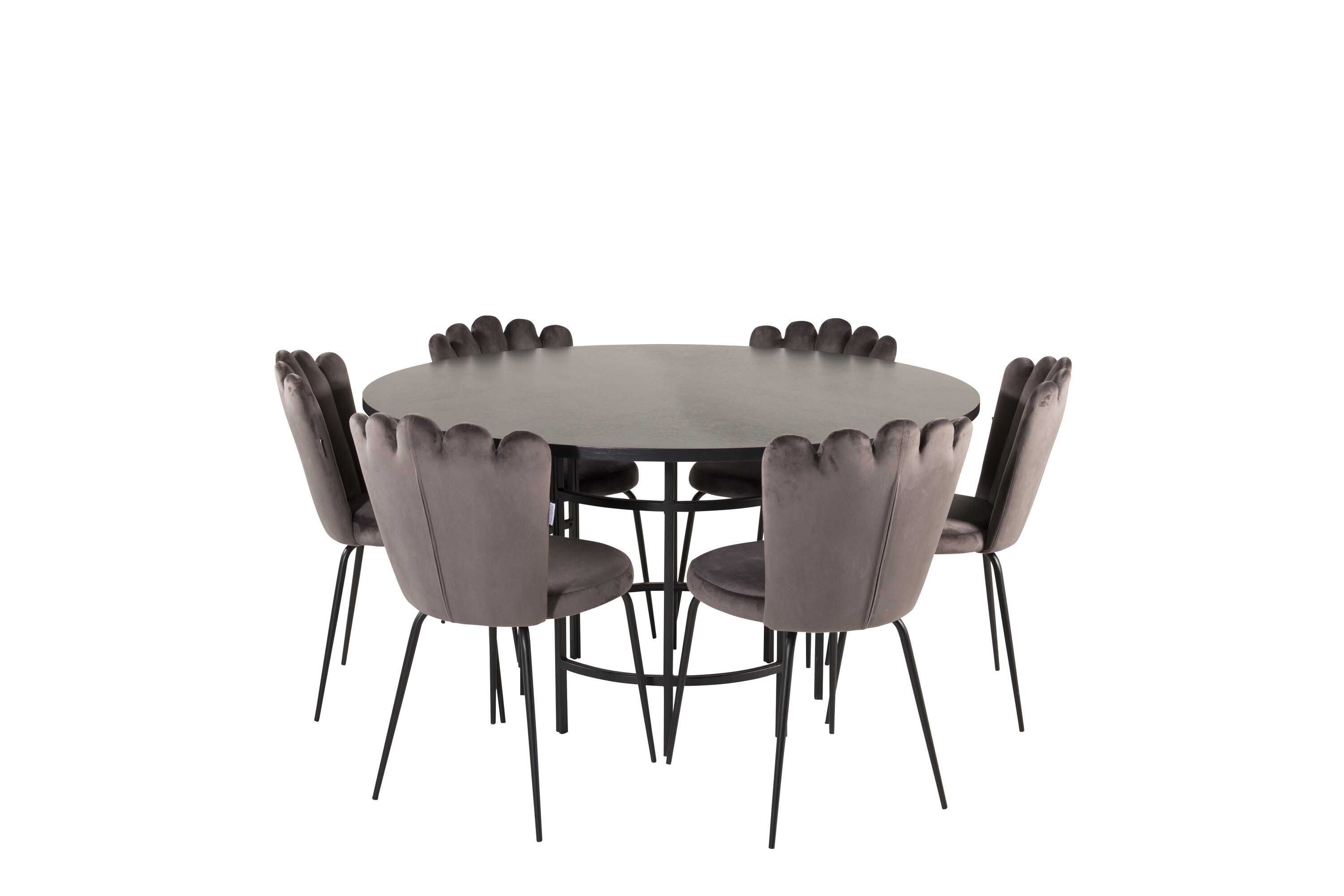 Venture Design Copenhagen & Limhamn spisegruppe Svart/grå 6 st stoler & bord 140 cm
