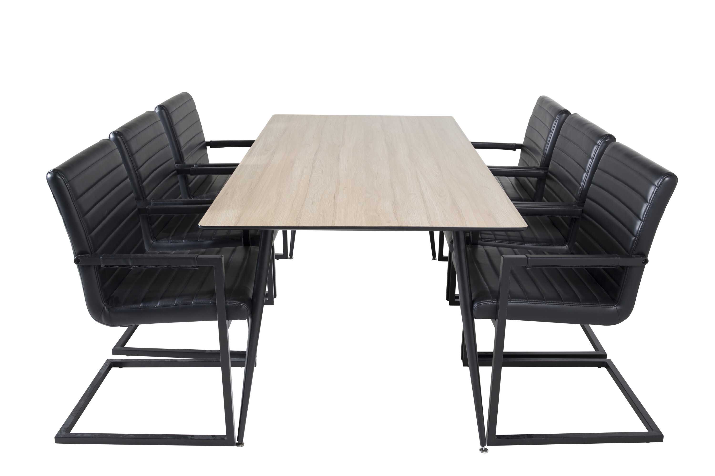 Venture Design Silar & Art spisebordssæt Natur/sort 6 st stole & borde 180 x 90 cm