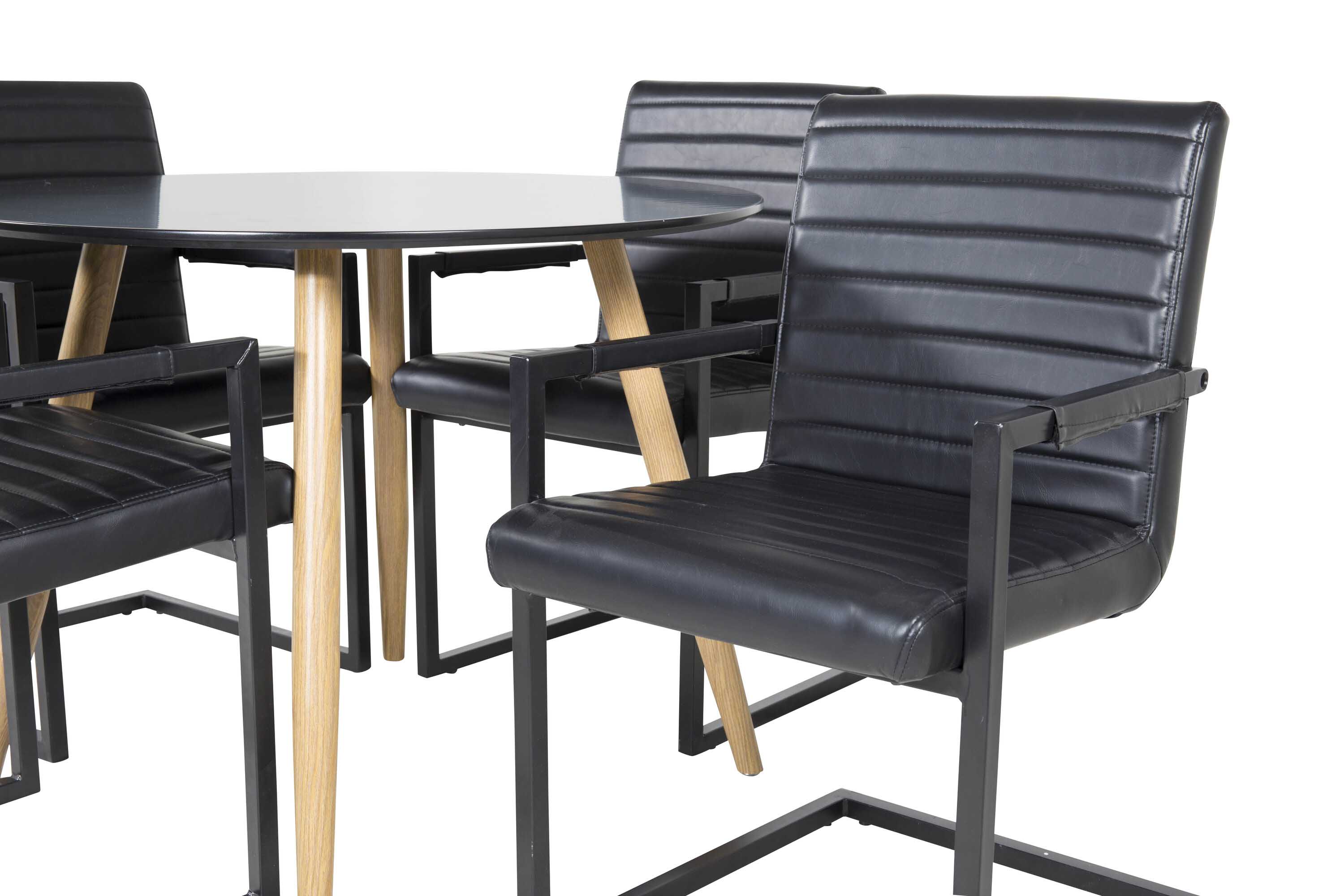 Venture Design Plaza & Art spisebordssæt Sort/sort 4 st stole & borde 100 cm