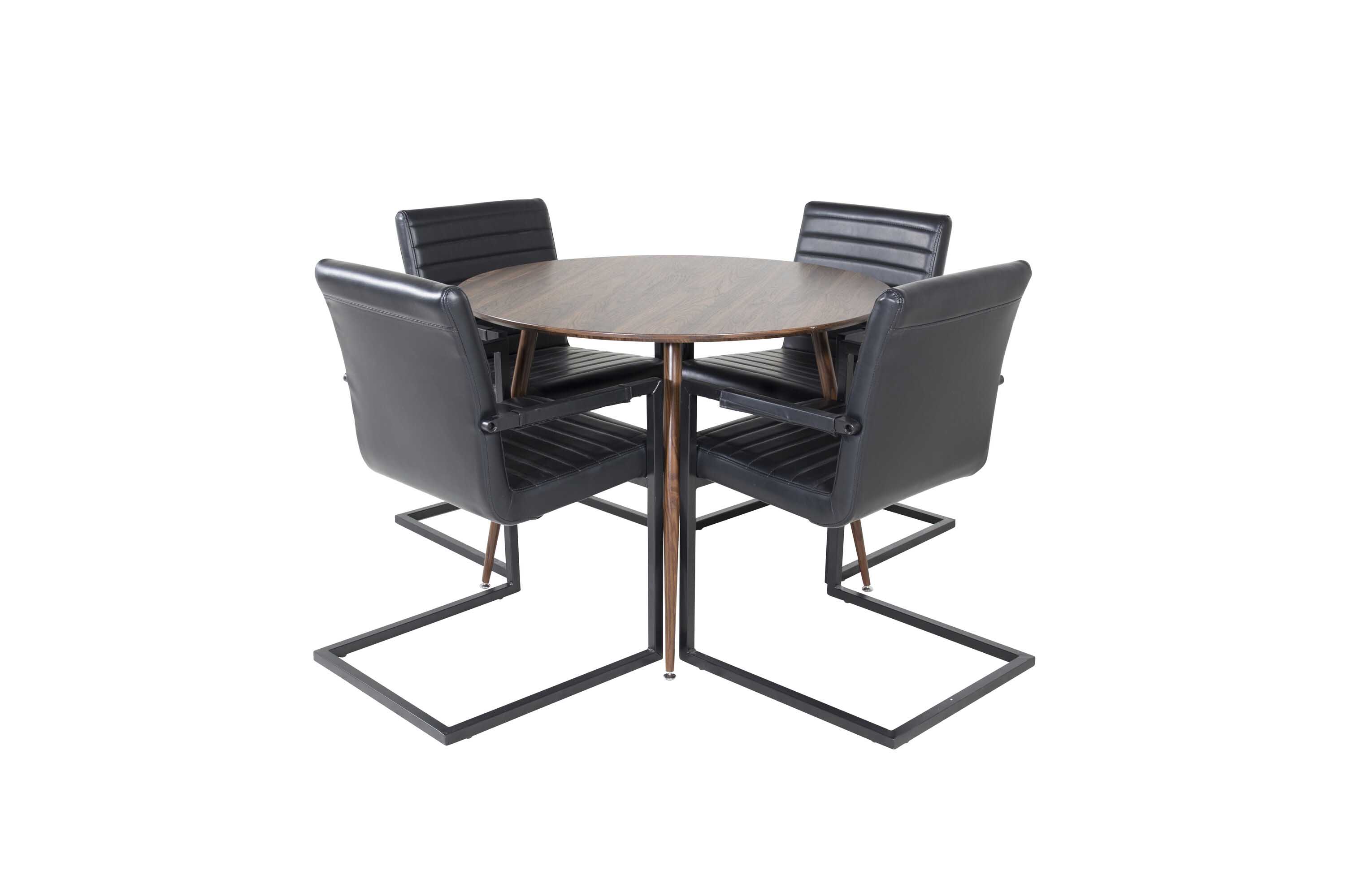 Venture Design Plaza & Art spisebordssæt Brun/sort 4 st stole & borde 100 cm