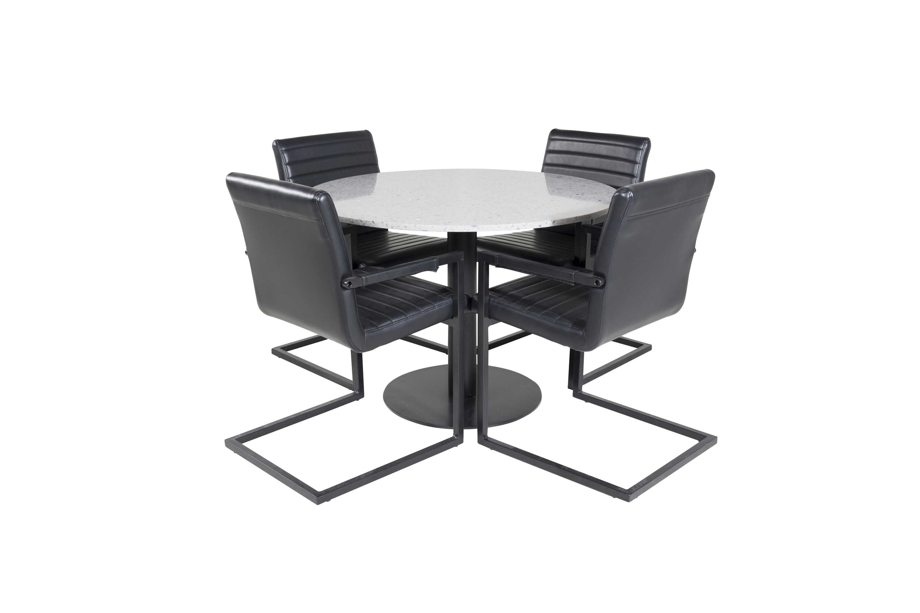 Venture Design Razzia & Art spisebordssæt Grå/sort 4 st stole & borde 106 cm
