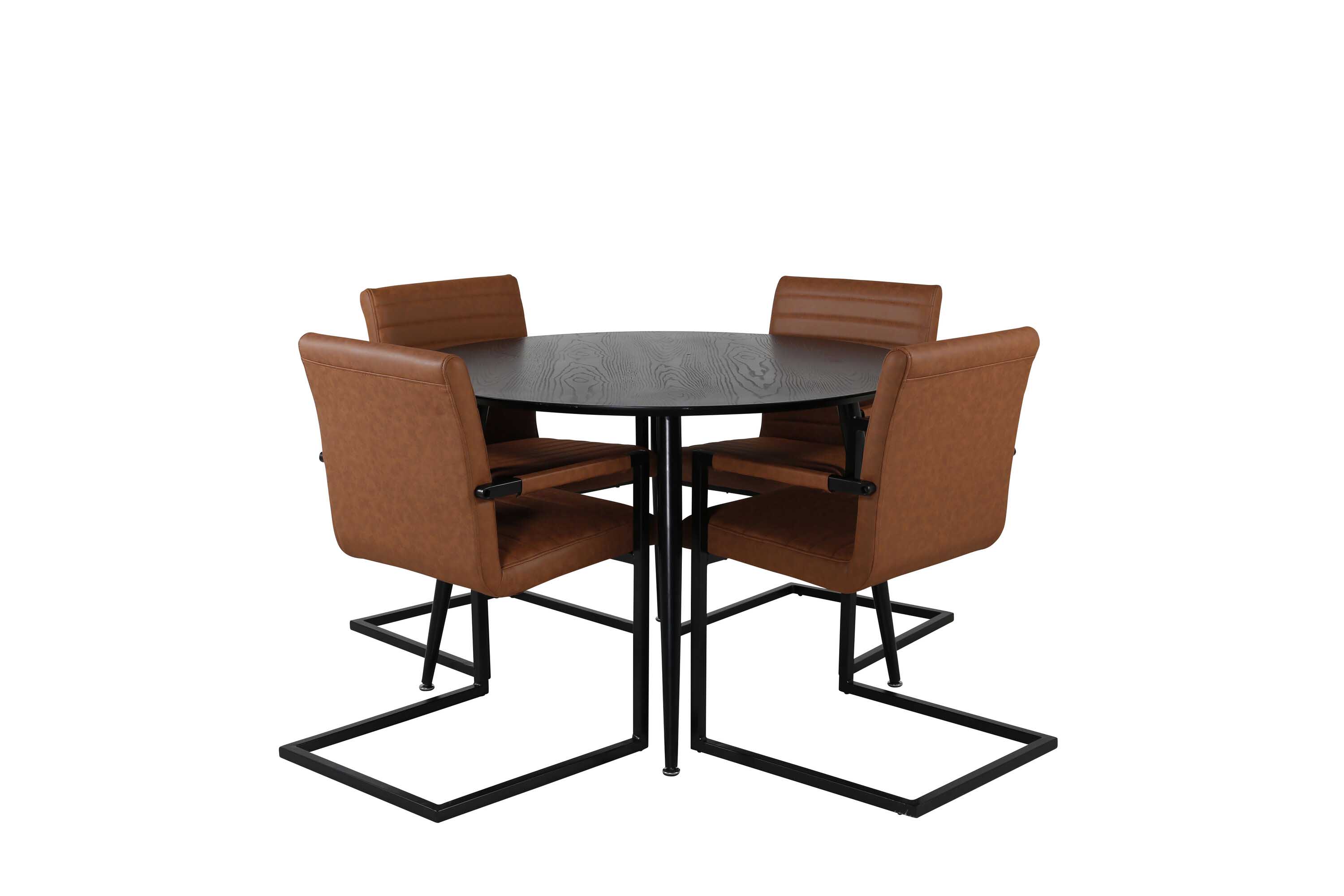 Venture Design Dipp & Art spisebordssæt Sort/sort 4 st stole & borde 115 cm