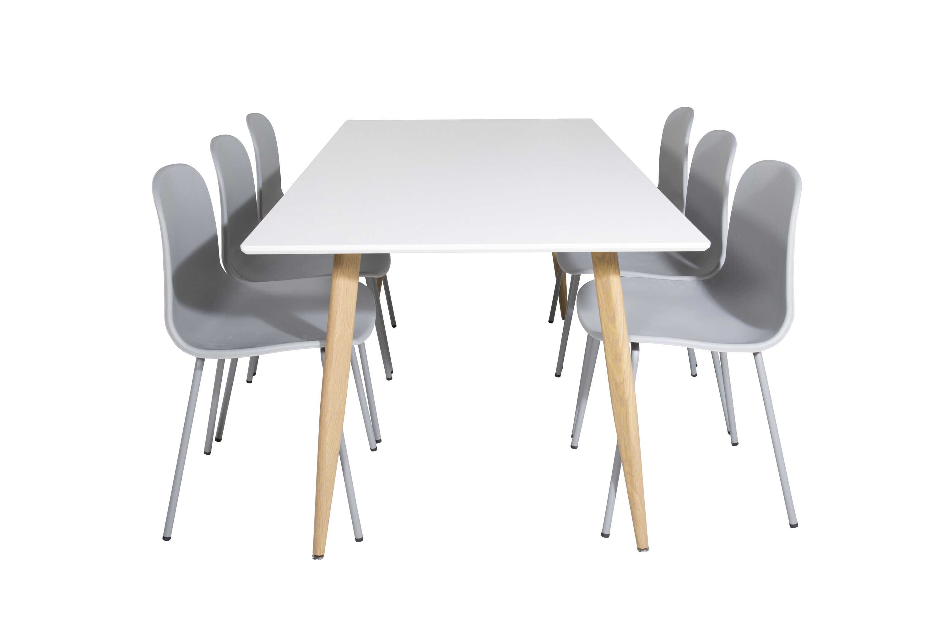 Venture Design Polar & Arctic spisegruppe Hvit/grå 6 st stoler & bord 180 x 90 cm