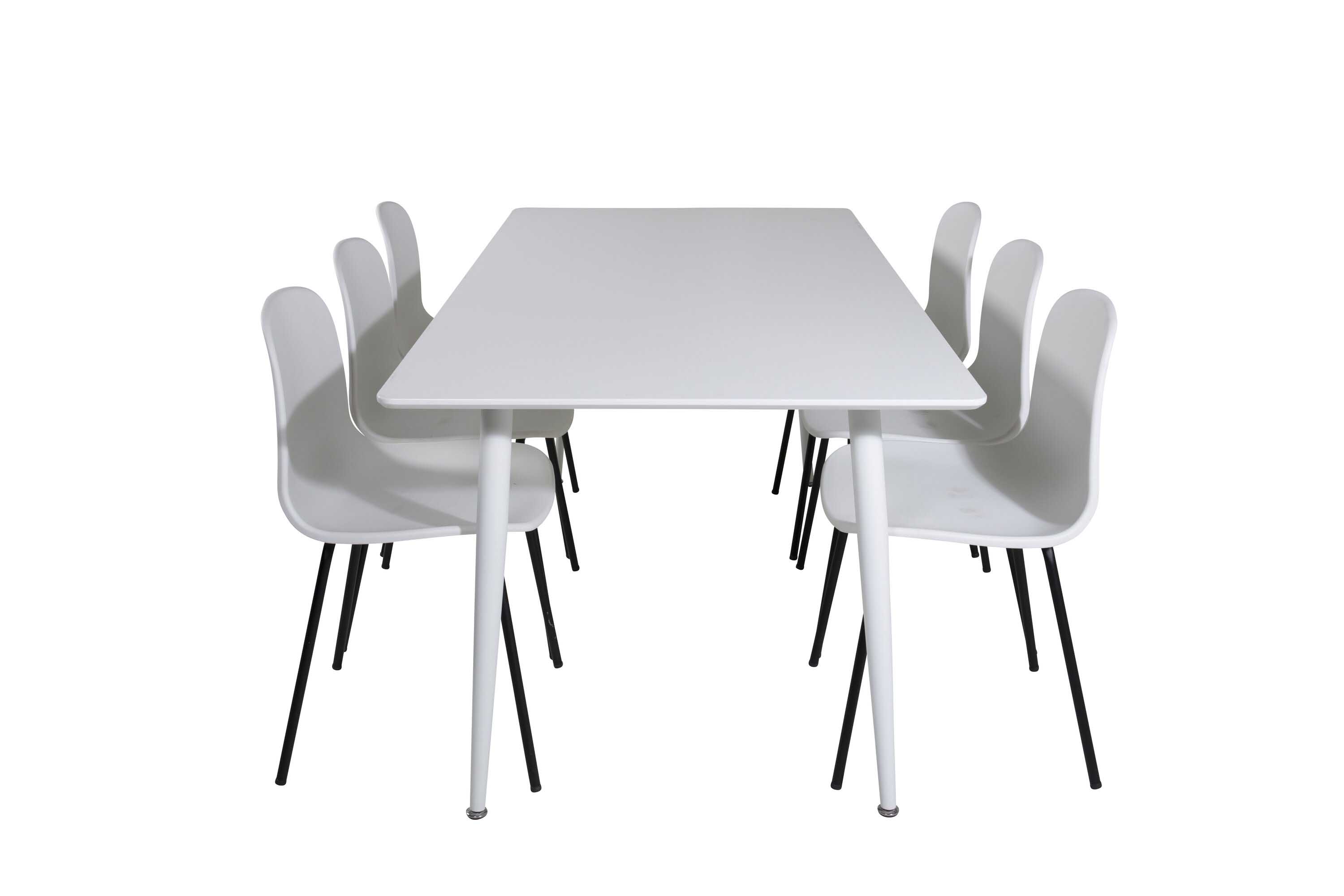 Venture Design Polar & Arctic spisegruppe Hvit/hvit 6 st stoler & bord 180 x 90 cm