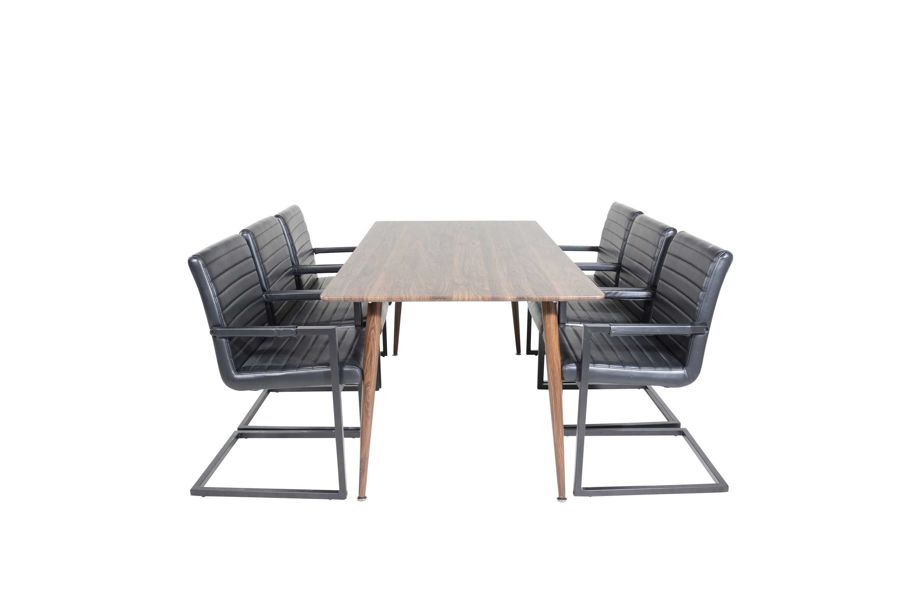 Venture Design Polar & Art spisebordssæt Brun/sort 6 st stole & borde 180 x 90 cm