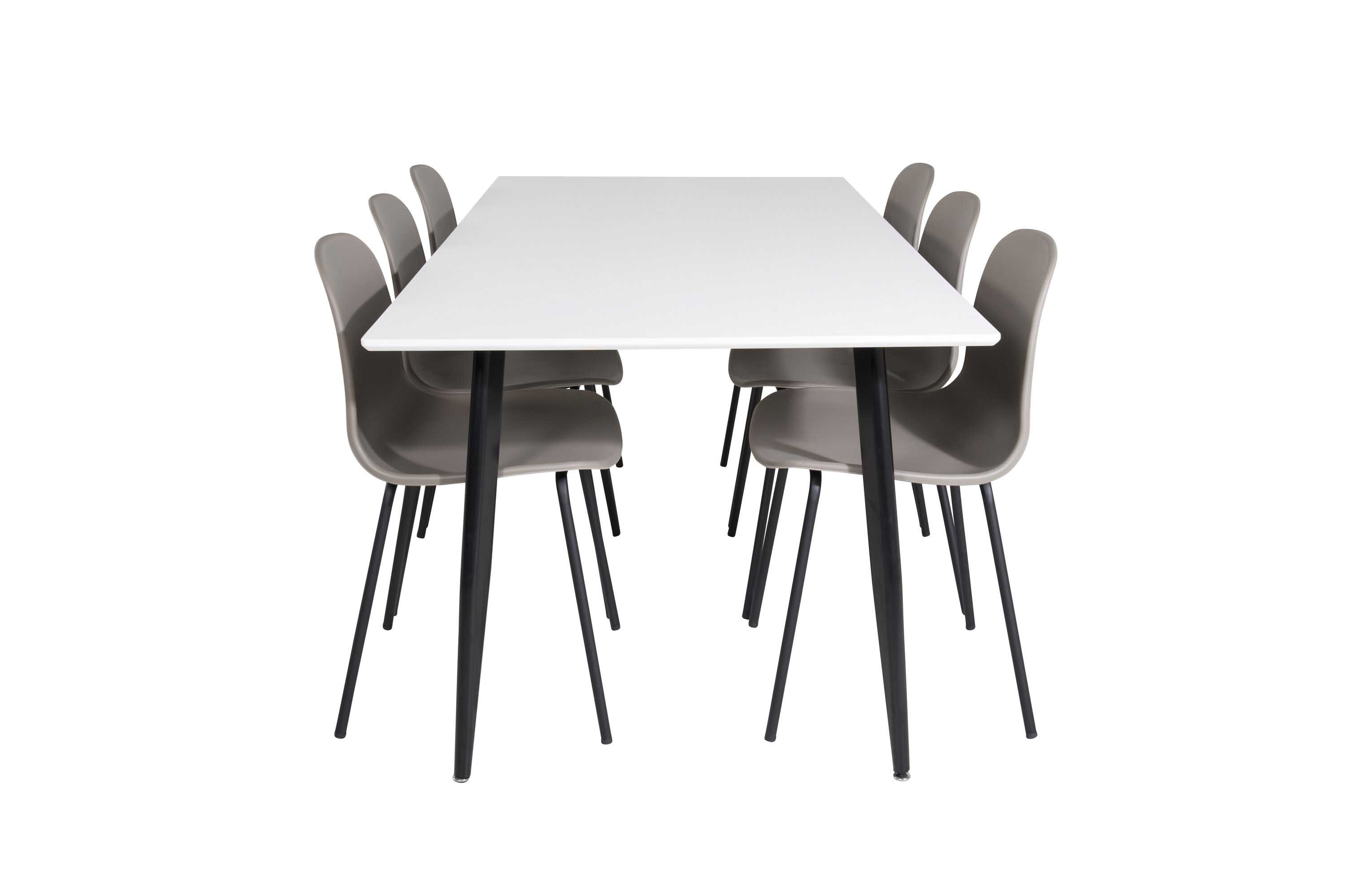 Venture Design Polar & Arctic spisegruppe Hvit/khaki 6 st stoler & bord 180 x 90 cm