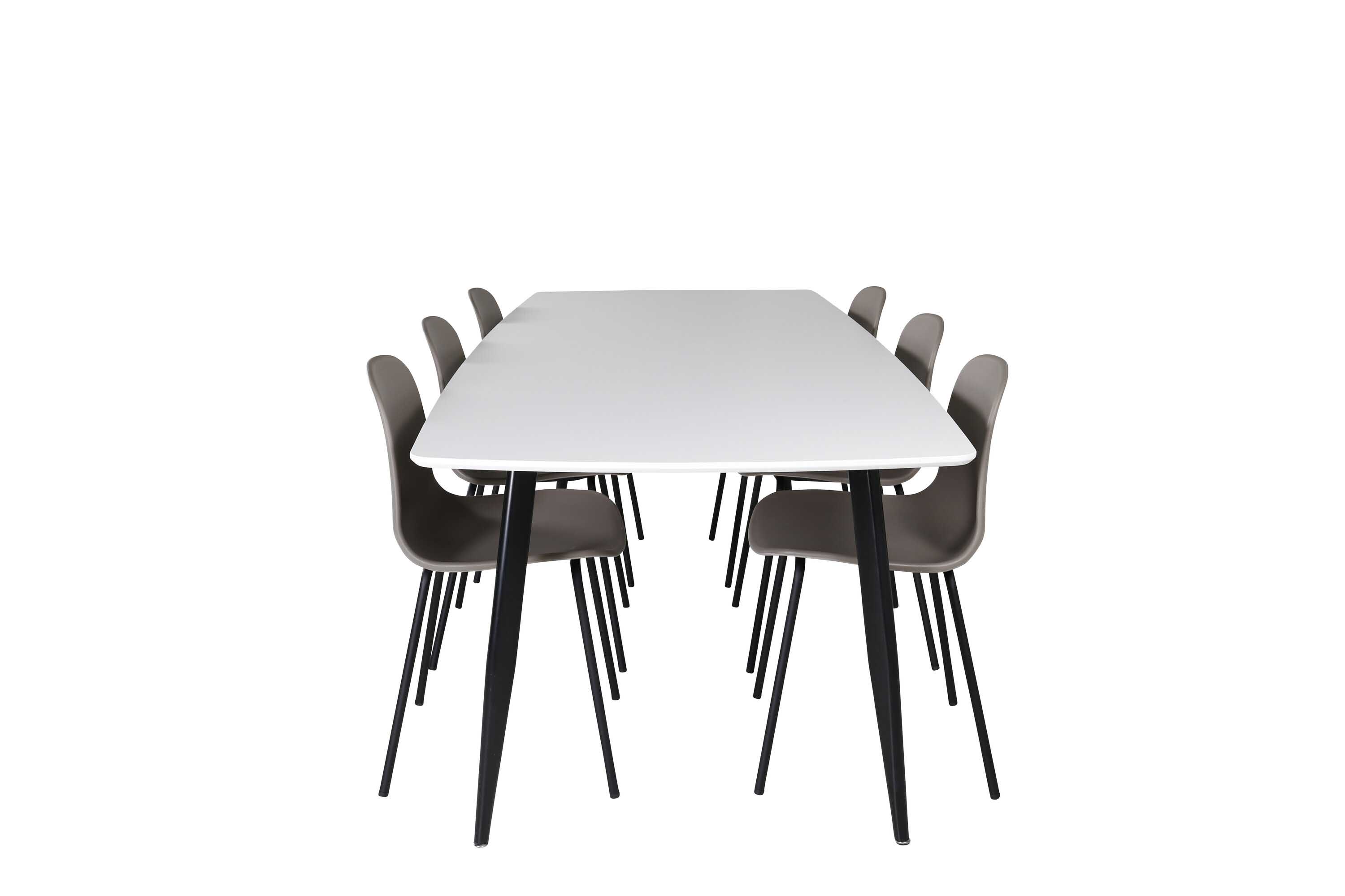 Venture Design Polar & Arctic spisegruppe Hvit/khaki 6 st stoler & bord 240 x 100 cm