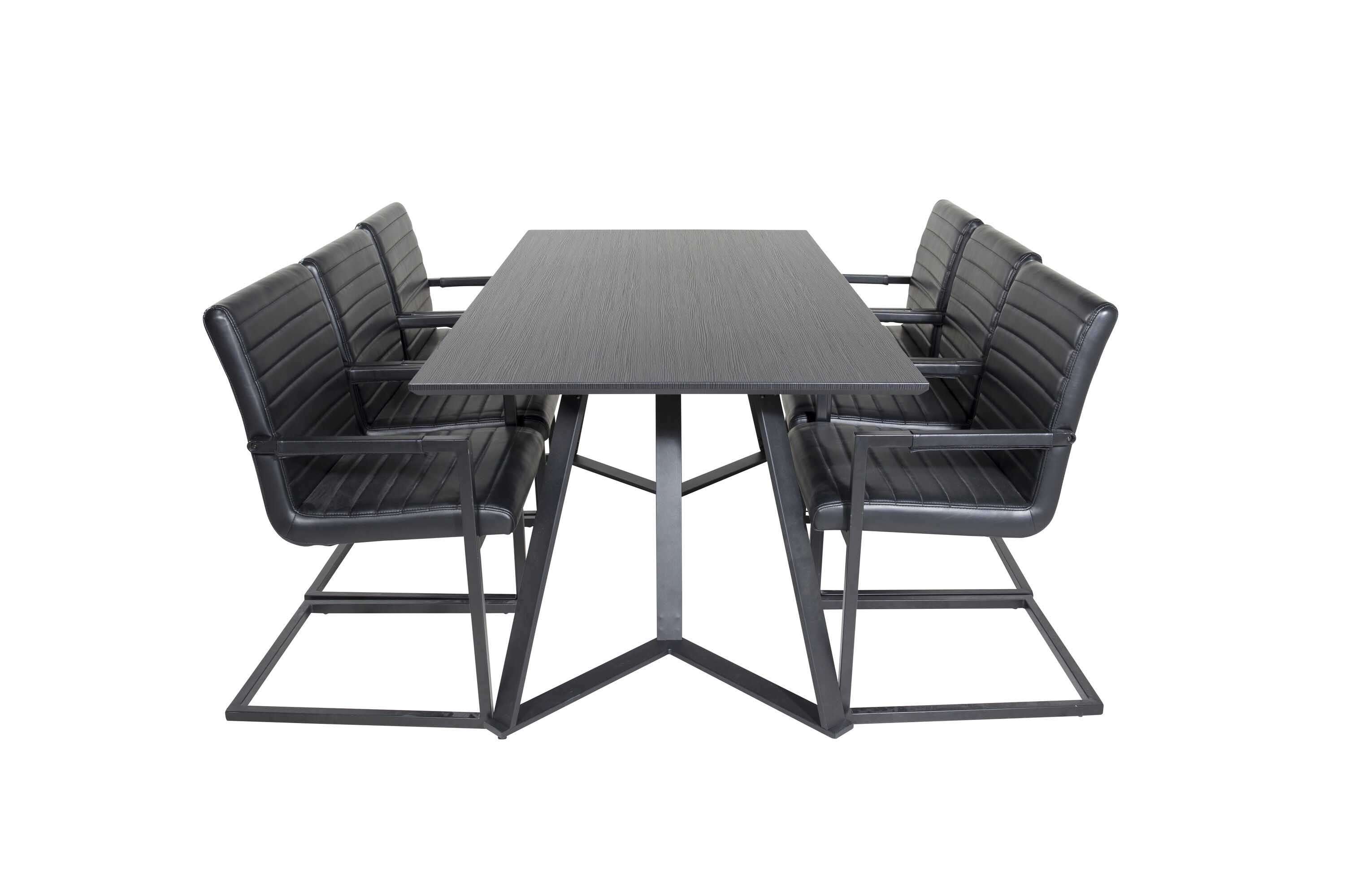 Venture Design Marina & Art spisebordssæt Sort/sort 6 st stole & borde 180 x 90 cm