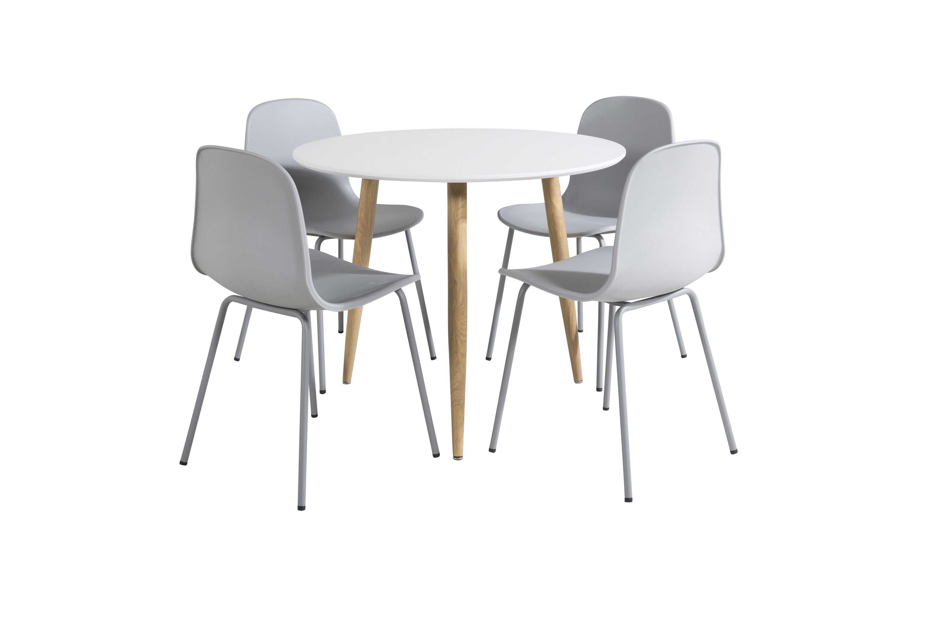 Venture Design Polar & Arctic spisegruppe Hvit/grå 4 st stoler & bord 90 cm