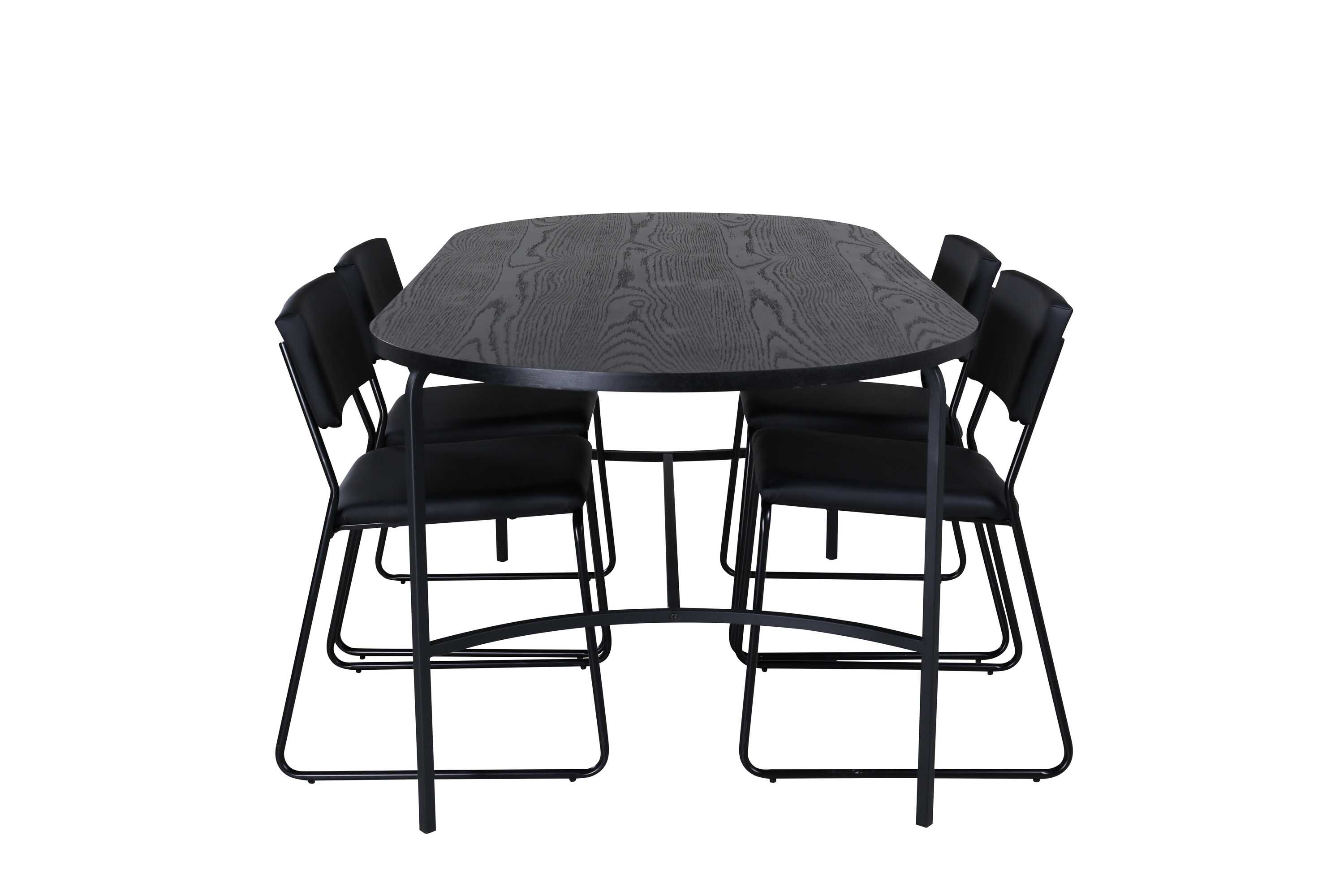 Venture Design Skate & Kenth spisegruppe Svart/svart 4 stoler & bord 200 x 90 cm