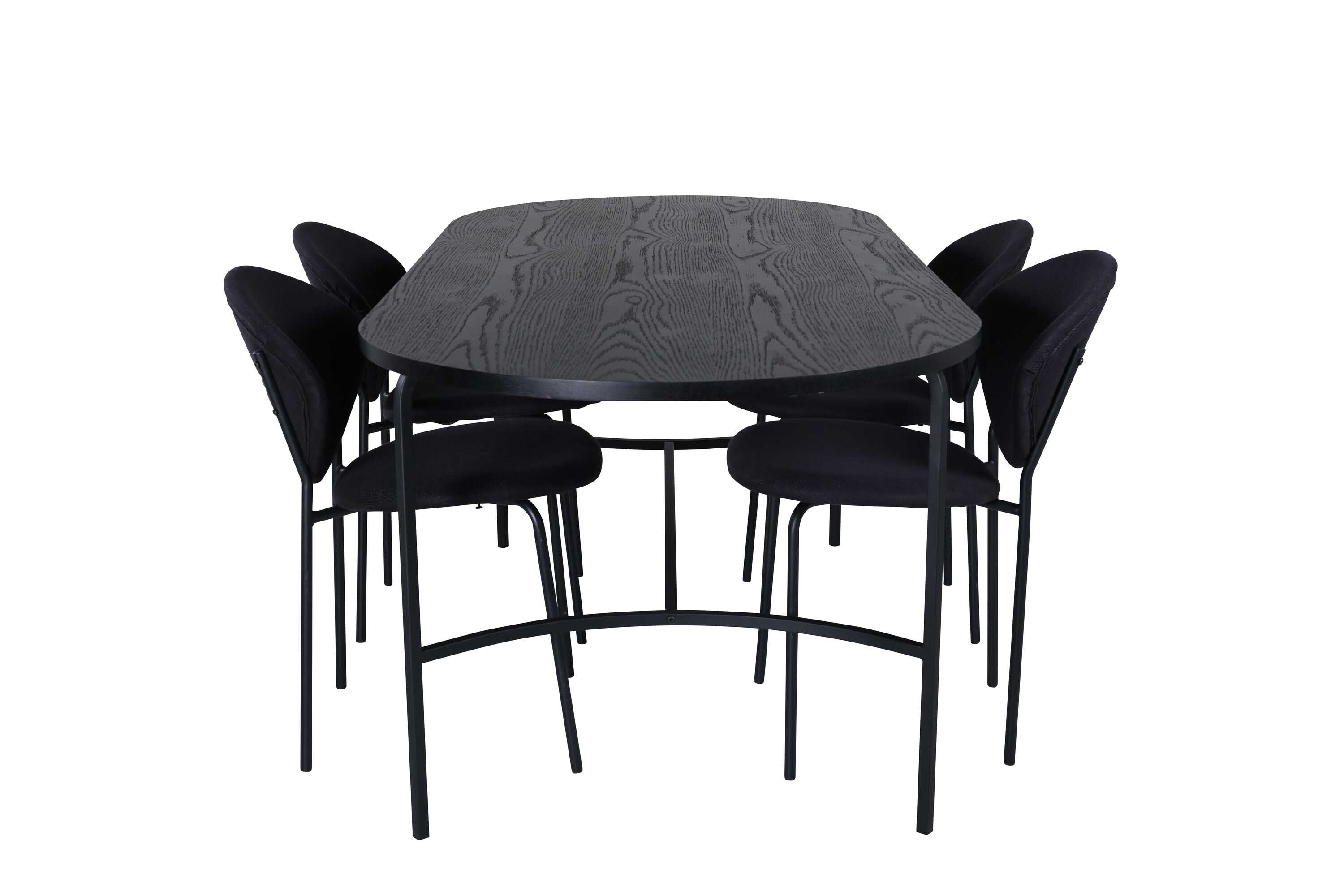 Venture Design Skate & Vault spisegruppe Svart/svart 4 stoler & bord 200 x 90 cm
