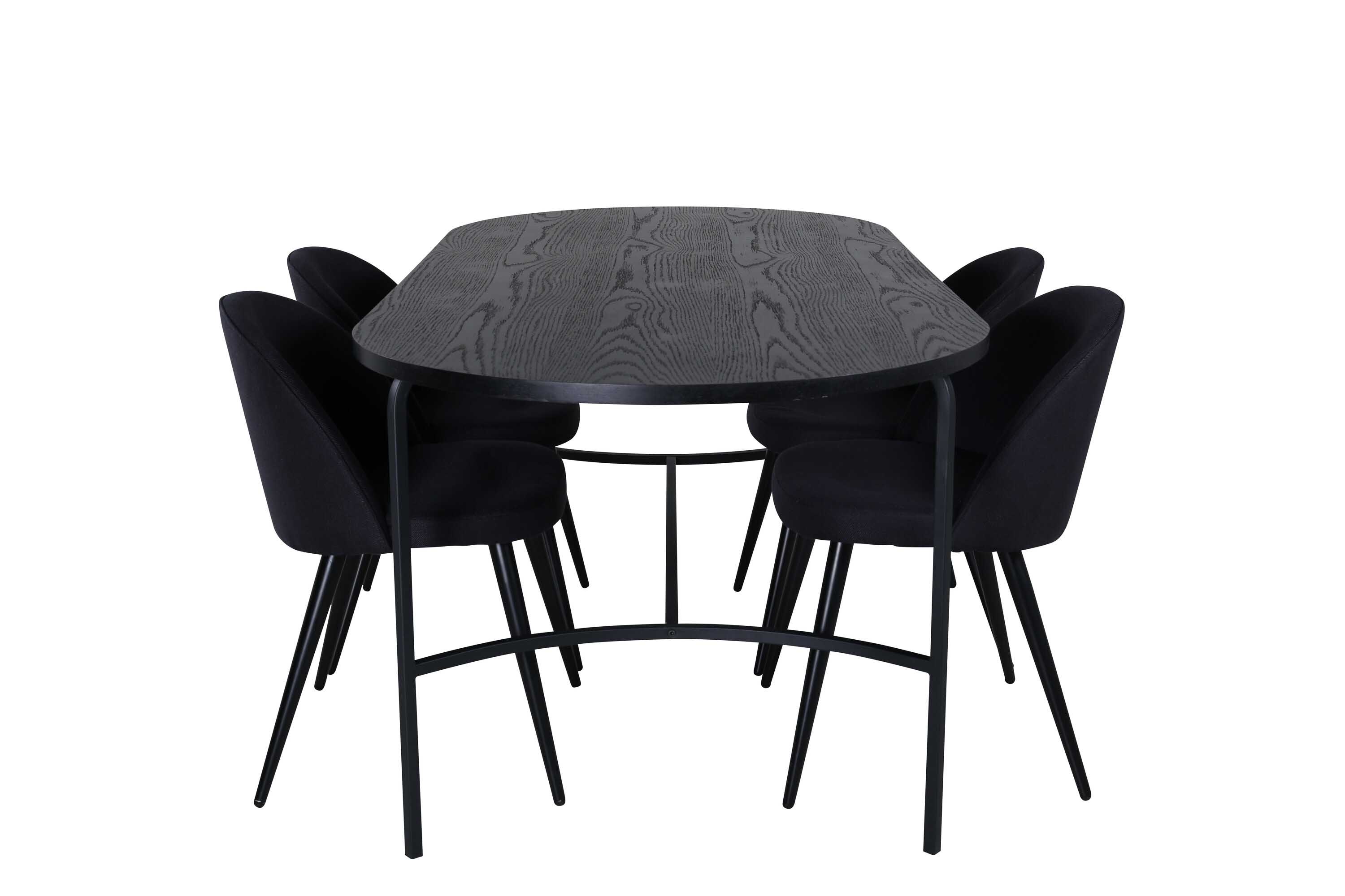 Venture Design Skate & Velvet spisegruppe Svart/svart 4 stoler & bord 200 x 90 cm