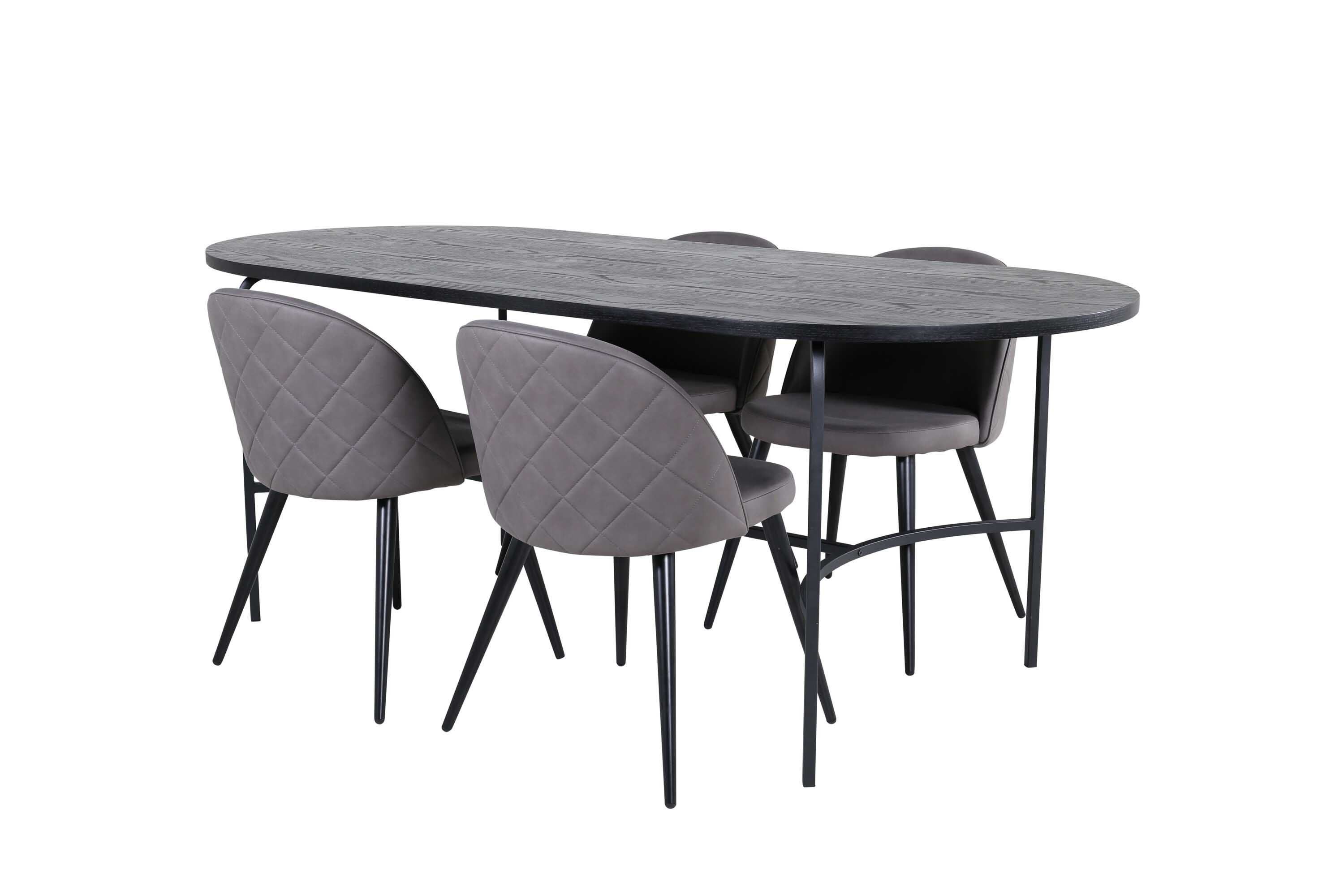 Venture Design Skate & Velvet spisegruppe Grå/svart 4 stoler & bord 200 x 90 cm