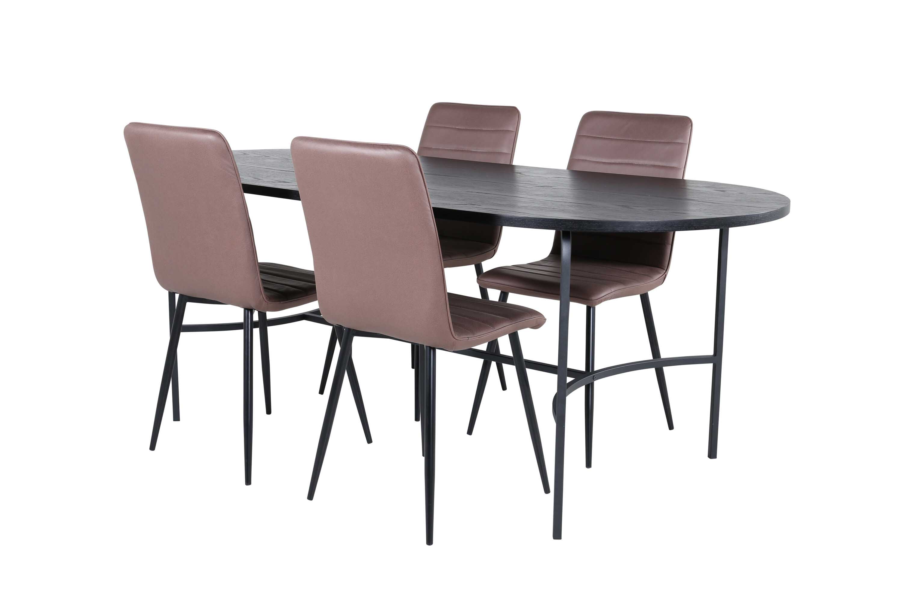 Venture Design Skate & Windu spisegruppe Brun/svart 4 stoler & bord 200 x 90 cm