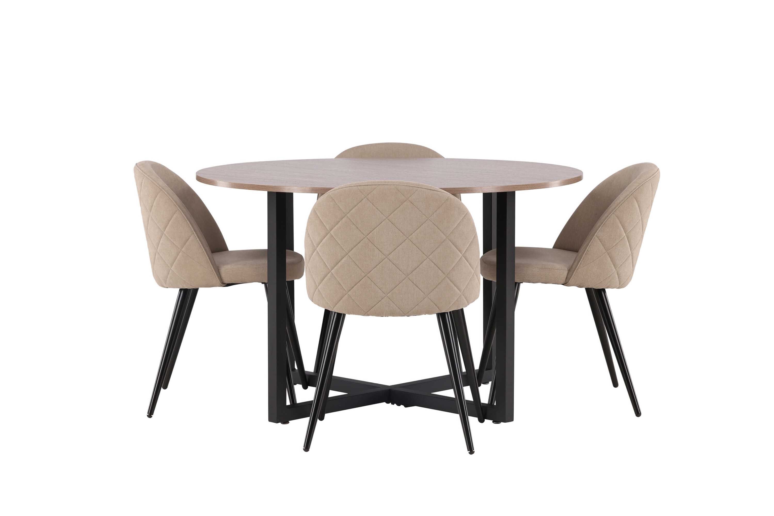 Venture Design Durango & Velvet spisebordssæt Beige/valnød 4 stole og borde 120 cm