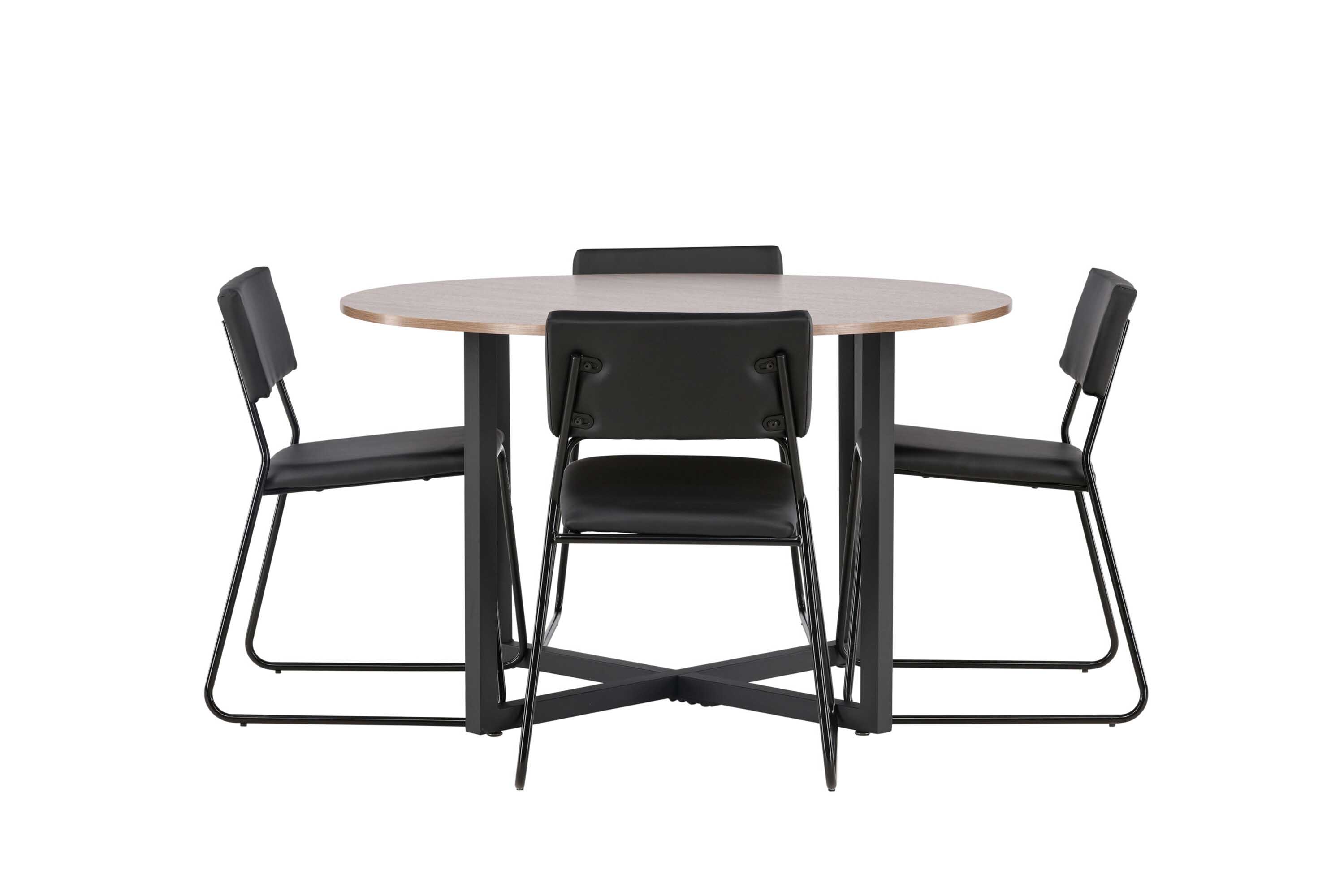 Venture Design Durango & Kenth spisebordssæt Sort/valnød 4 stole og borde 120 cm