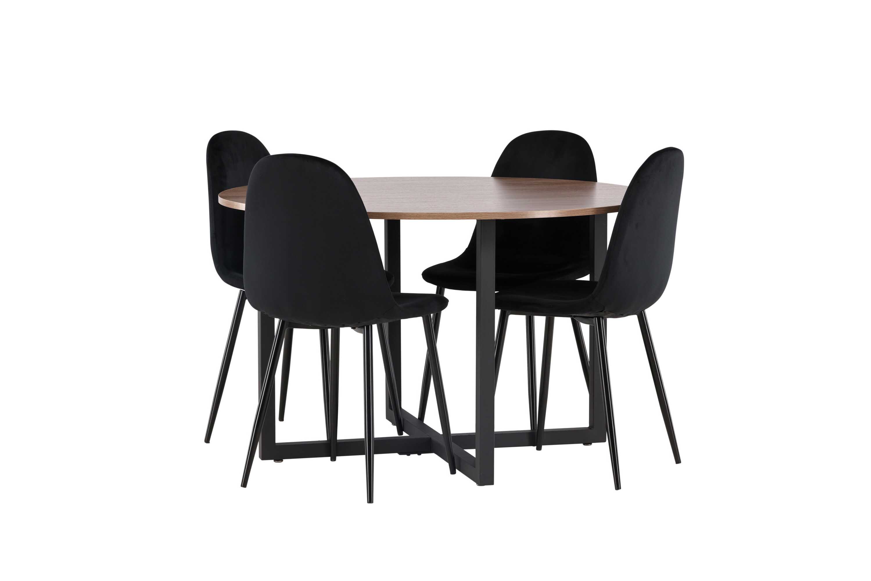 Venture Design Durango & Polar spisebordssæt Sort/valnød 4 stole og borde 120 cm